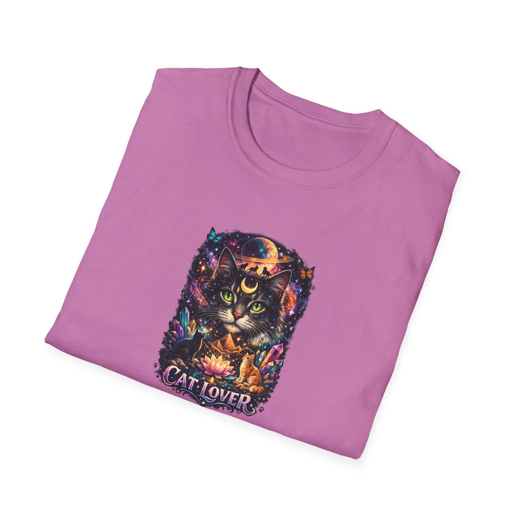 Mystical Cat Lover T-Shirt for Women Cat Mom Shirt Gift for Cat Lovers Boho Fantasy Art Top 7 colors 100% cotton
