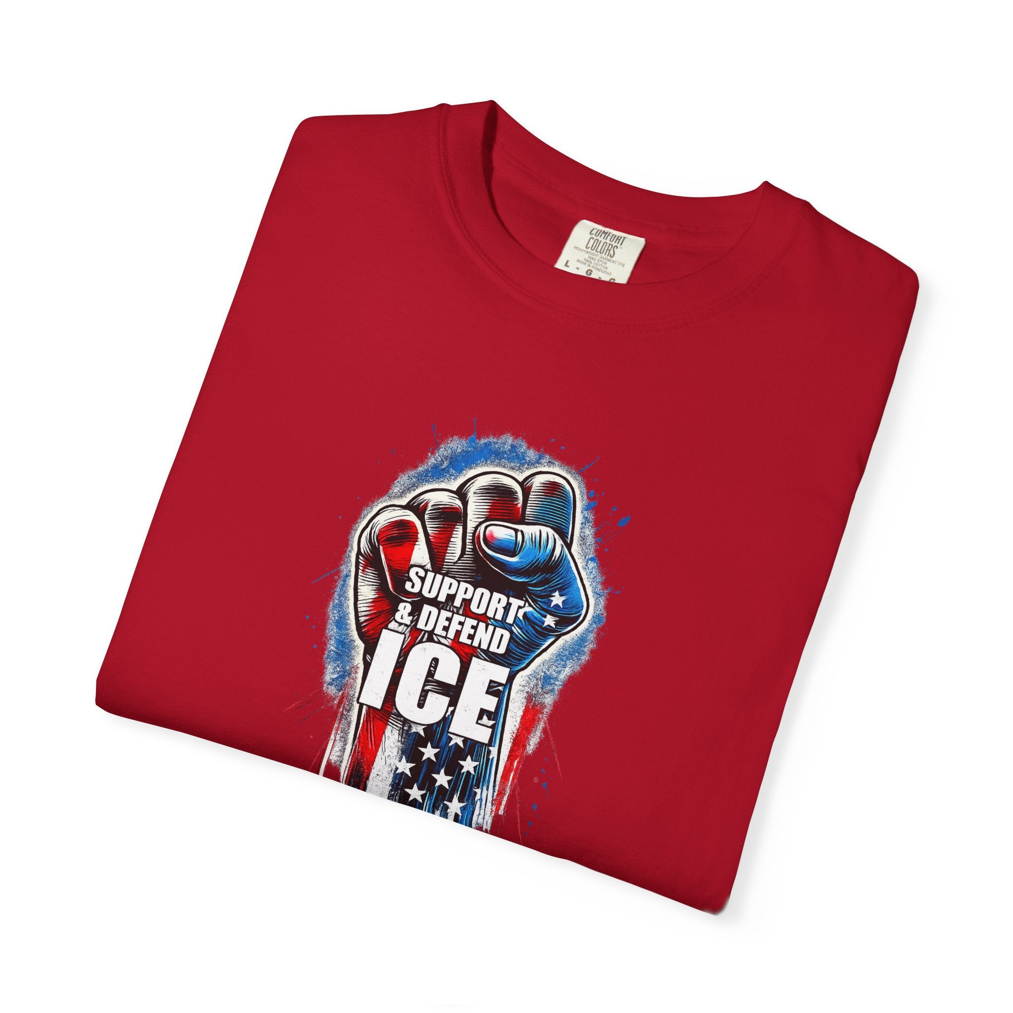 Support & Defend ICE T-Shirt Patriotisches Strafverfolgungs-Shirt Pro ICE Grafik-T-Shirt Amerikanische Flagge Faust-Shirt 5 Farben 100% Baumwolle