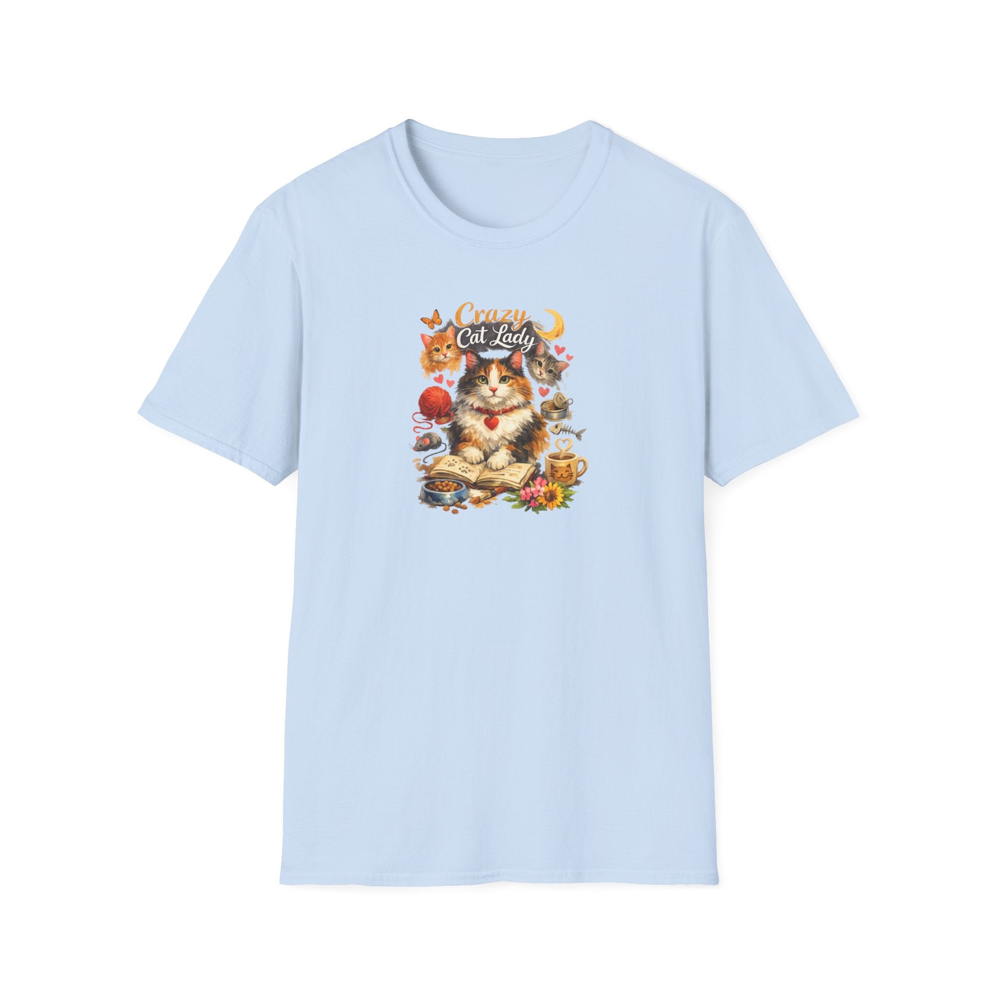 Crazy Cat Lady T-Shirt Cute Cat Mom Graphic Tee Cat Lover Shirt Gift for Cat Moms Whimsical Cat Art Top 8 colors 100% cotton