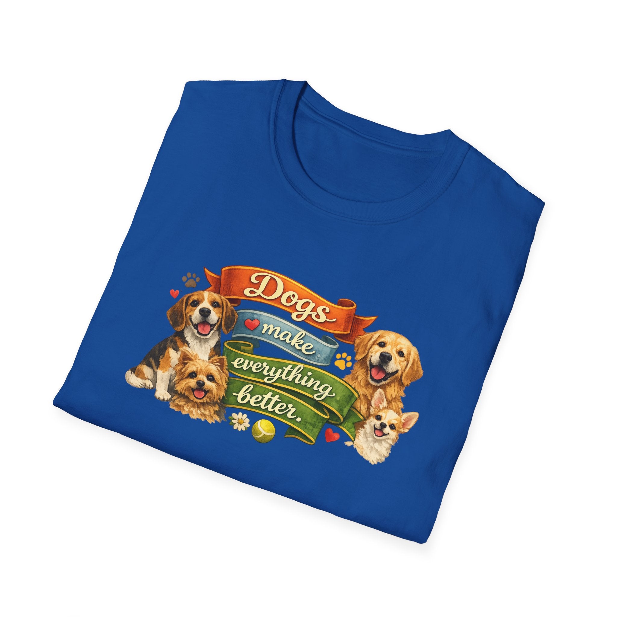 Dogs Make Everything Better T-Shirt Dog Lover Shirt for Women Gift for Dog Owners Pet Lover Graphic Tee 6 colors 100% cotton
