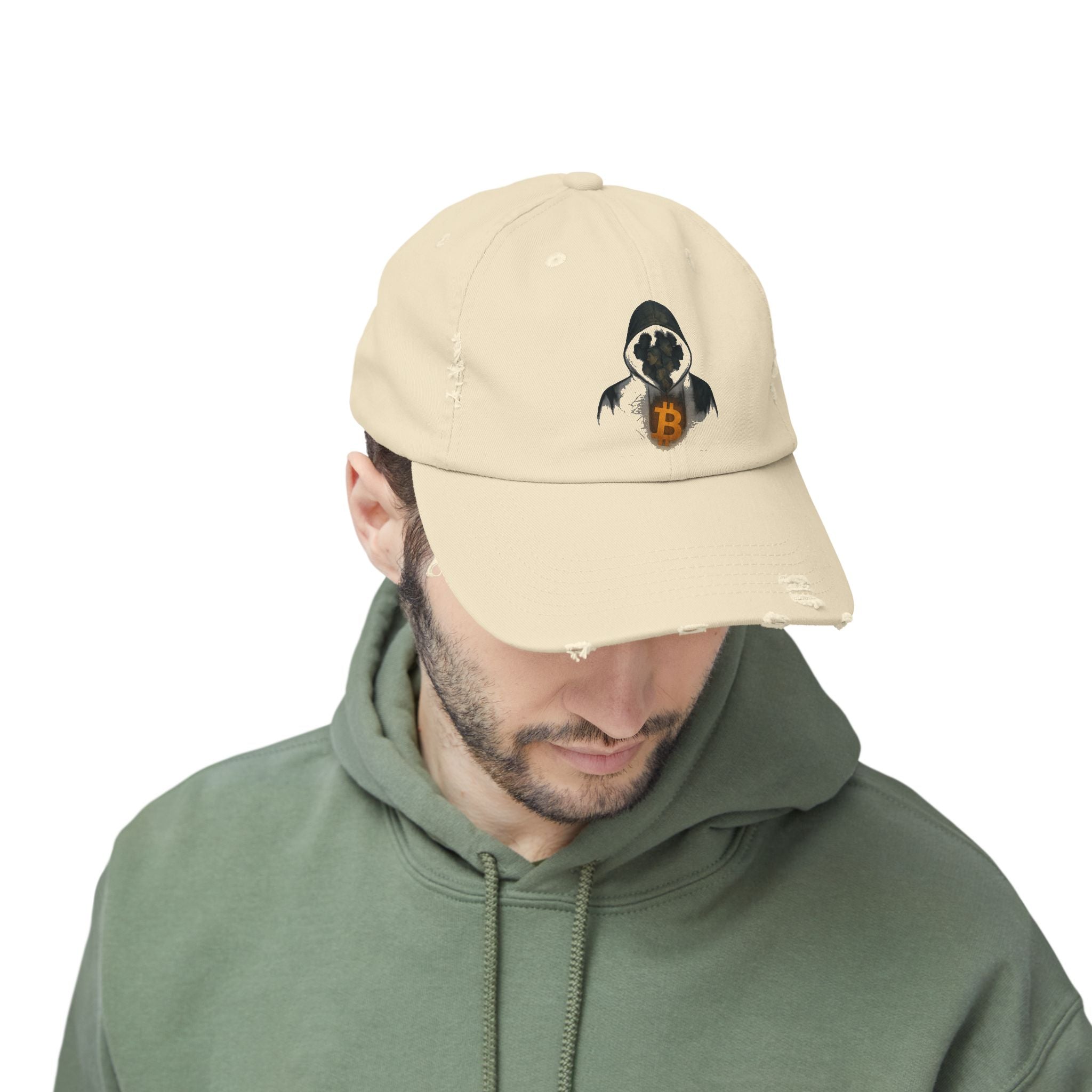 We Are All Satoshi Hat Distressed Beige Unisex Cap for True Bitcoin Believers