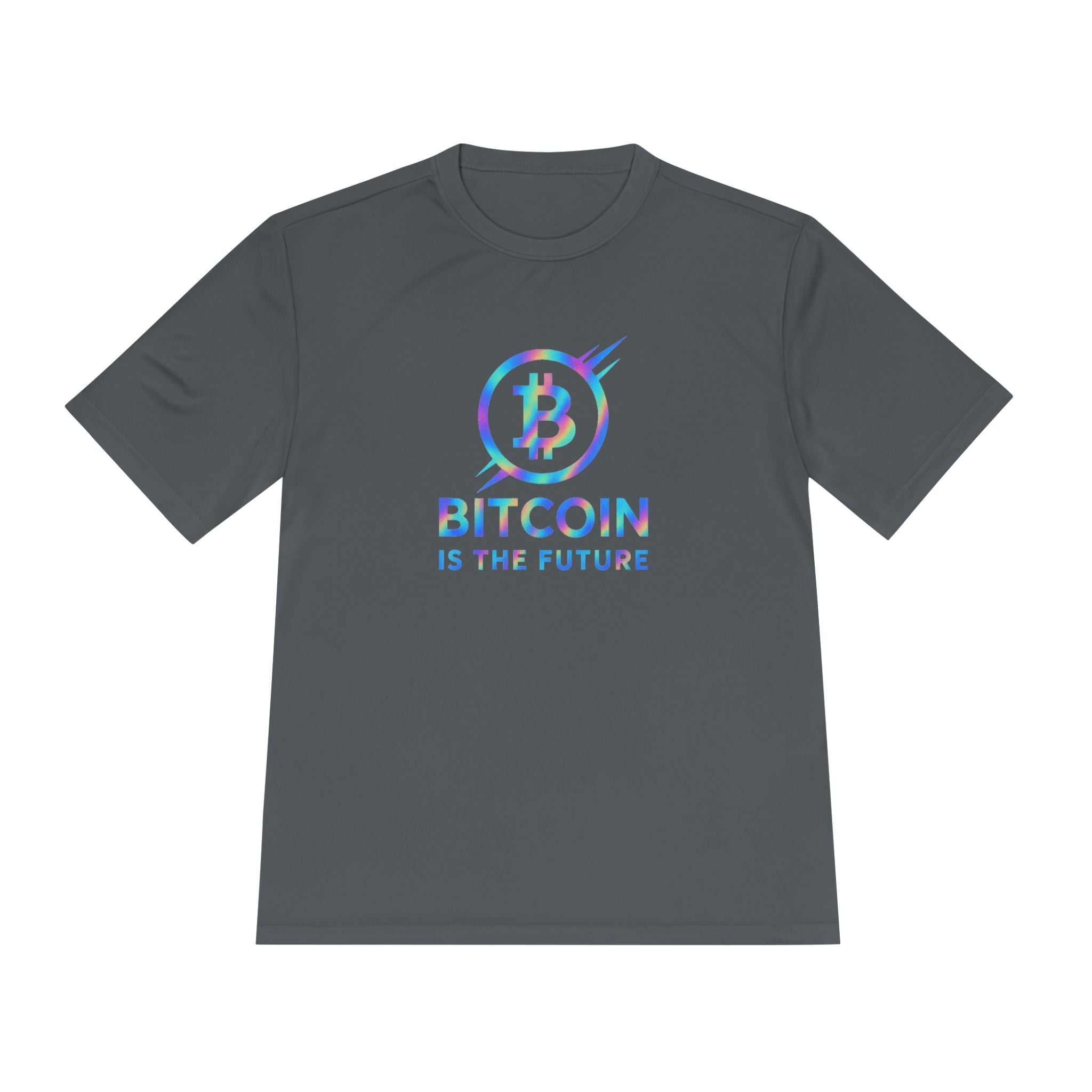 Holographic Bitcoin is the Future T-Shirt Treten Sie mit diesem mutigen T-Shirt in die nächste Ära des Geldes ein 4 Farben 100 % Polyester
