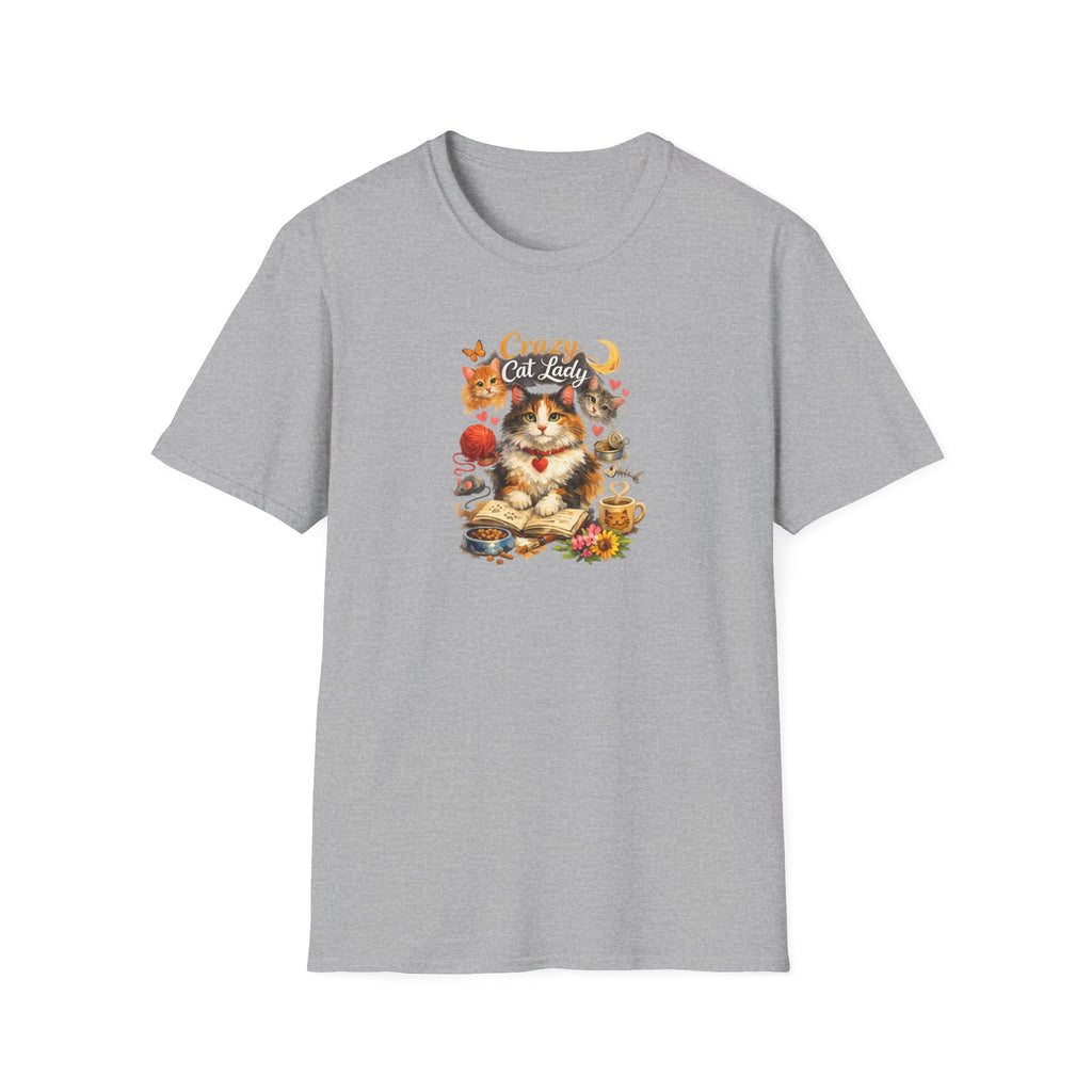 Crazy Cat Lady T-Shirt Cute Cat Mom Graphic Tee Cat Lover Shirt Gift for Cat Moms Whimsical Cat Art Top 8 colors 100% cotton