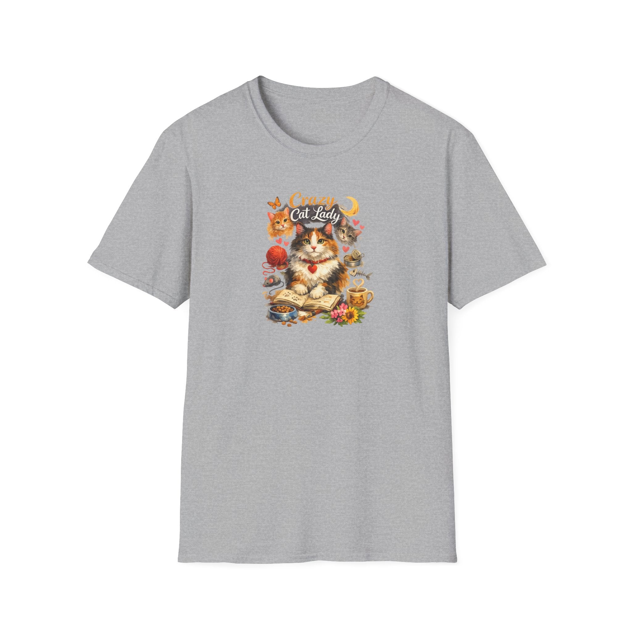Crazy Cat Lady T-Shirt Cute Cat Mom Graphic Tee Cat Lover Shirt Gift for Cat Moms Whimsical Cat Art Top 8 colors 100% cotton