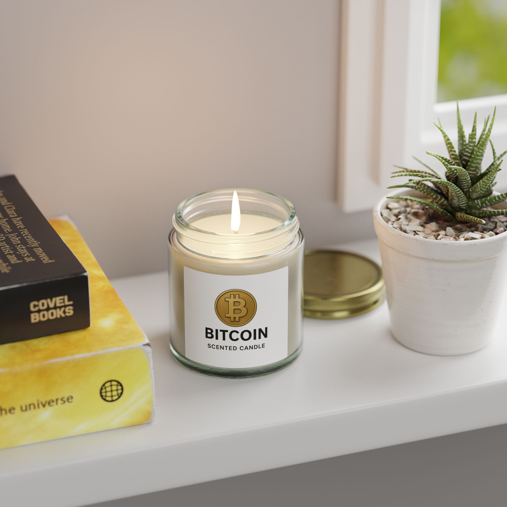 Bitcoin Logo Coconut Apricot Wax Candle 4oz or 9oz Available in 8 fragrances
