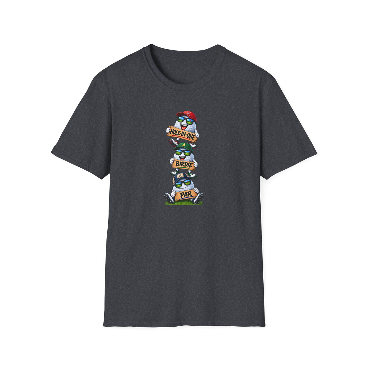 Satsandtripes.com Hole-In-One, Birdie & Par Golf Shirt – Three Balls, One Game, Zero Guarantees Dark Grey