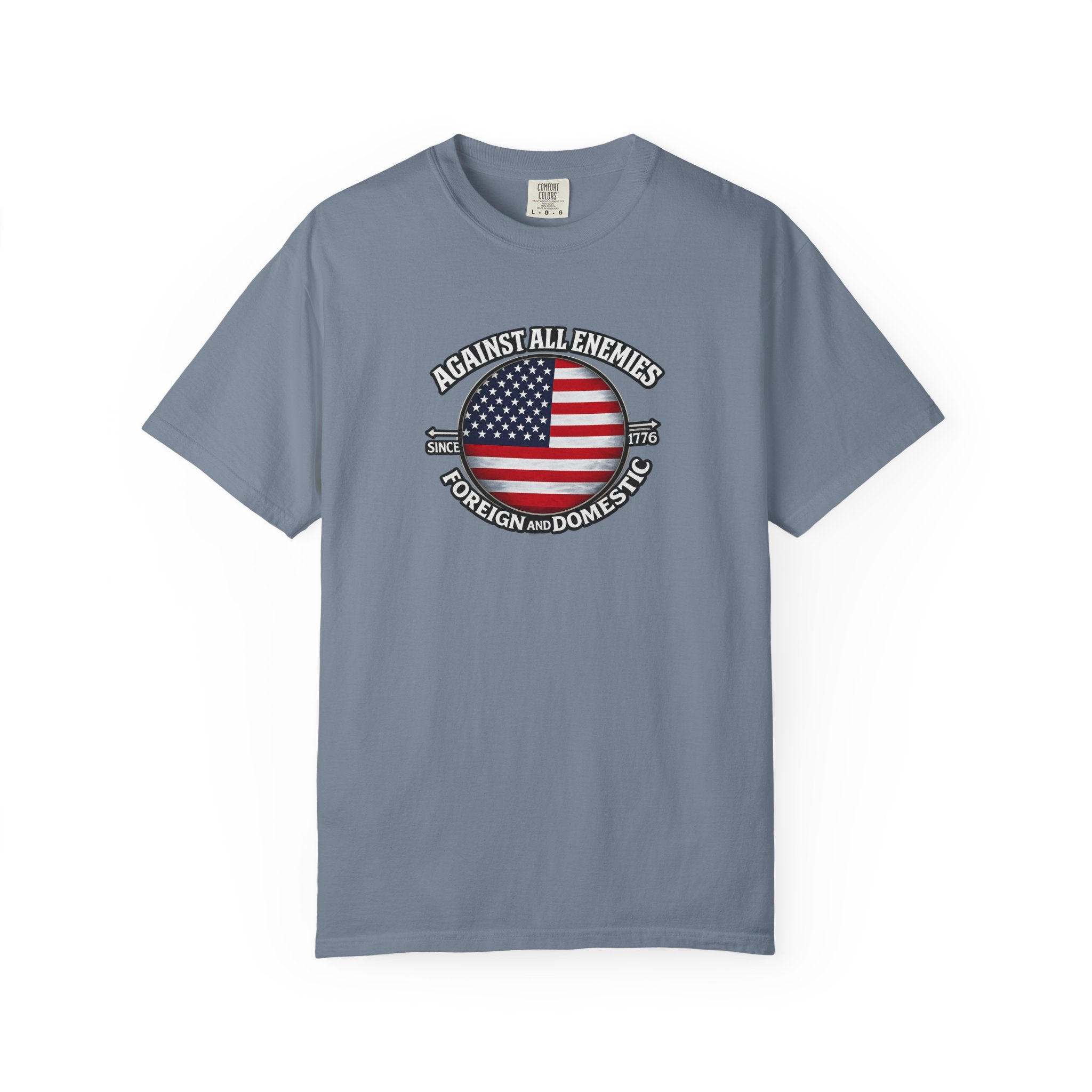 Against All Enemies Hemd Patriotisches Amerikanische Flagge T-Shirt 1776 USA Shirt Militär Veteran Patriot Geschenk 6 Farben 100% Baumwolle