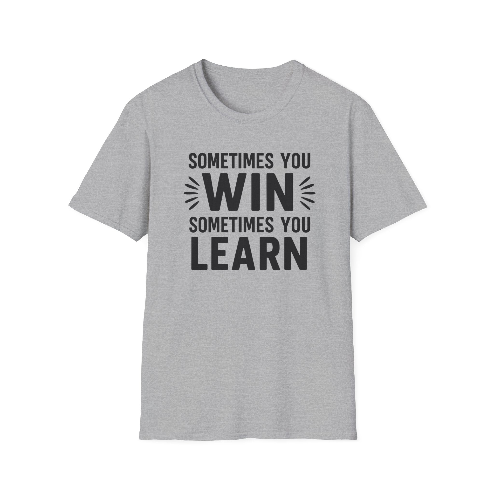 Sats and Stripes Win or Learn Tee When Quitting is not an Option Bold Motivation Streetwear Grey