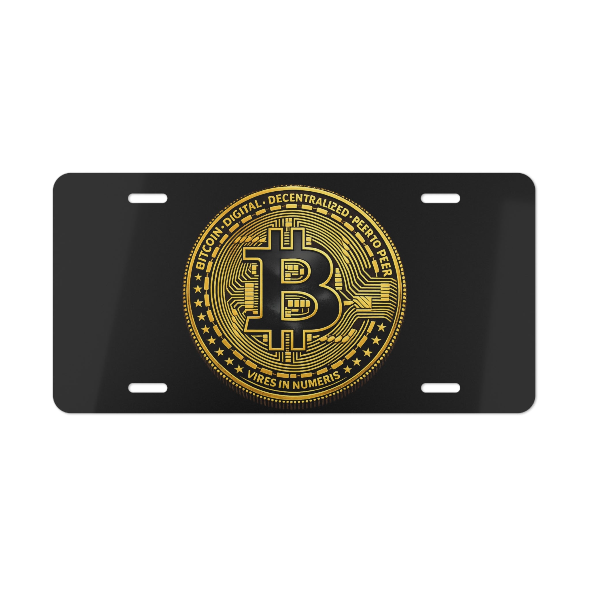 Black and Gold Bitcoin Vanity Plate Aluminum Front License Plate