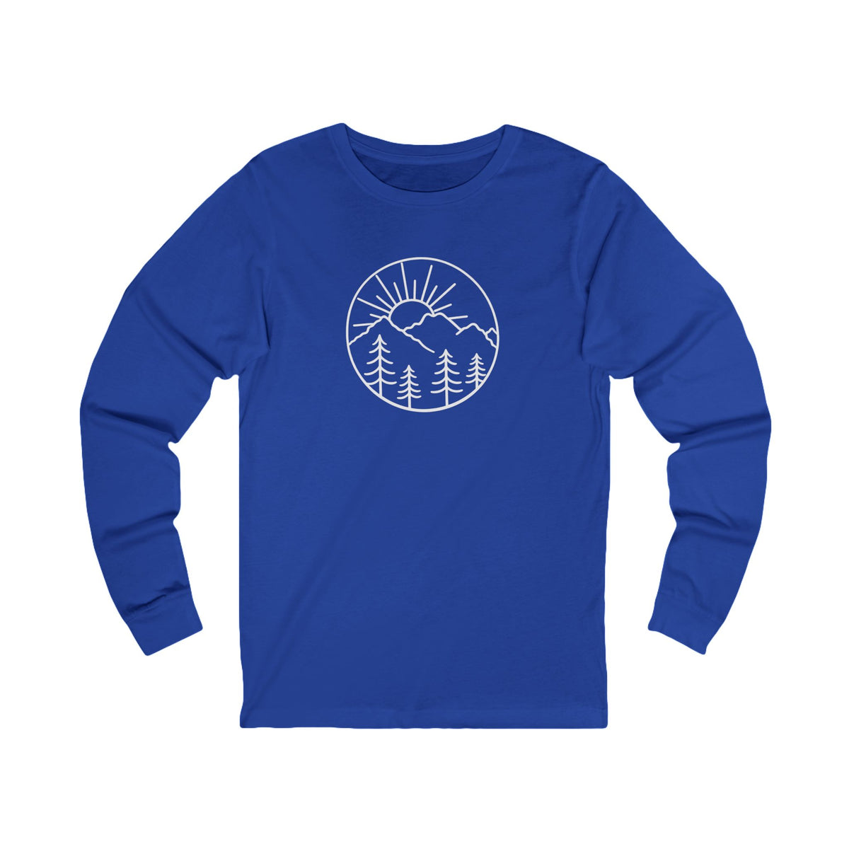 Herren Wander Langarmshirt Minimalistisches Berg Motiv Outdoor Natur Shirt Camping Wandergeschenk für Ihn 7 Farben 100% Baumwolle