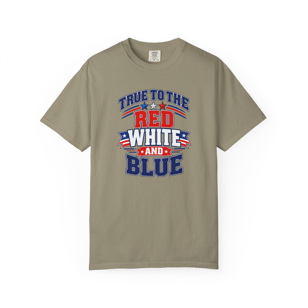 SatsandStripes.com True to the Red White and Blue Patriotic T-Shirt – American Flag USA Graphic Tee Sandstone