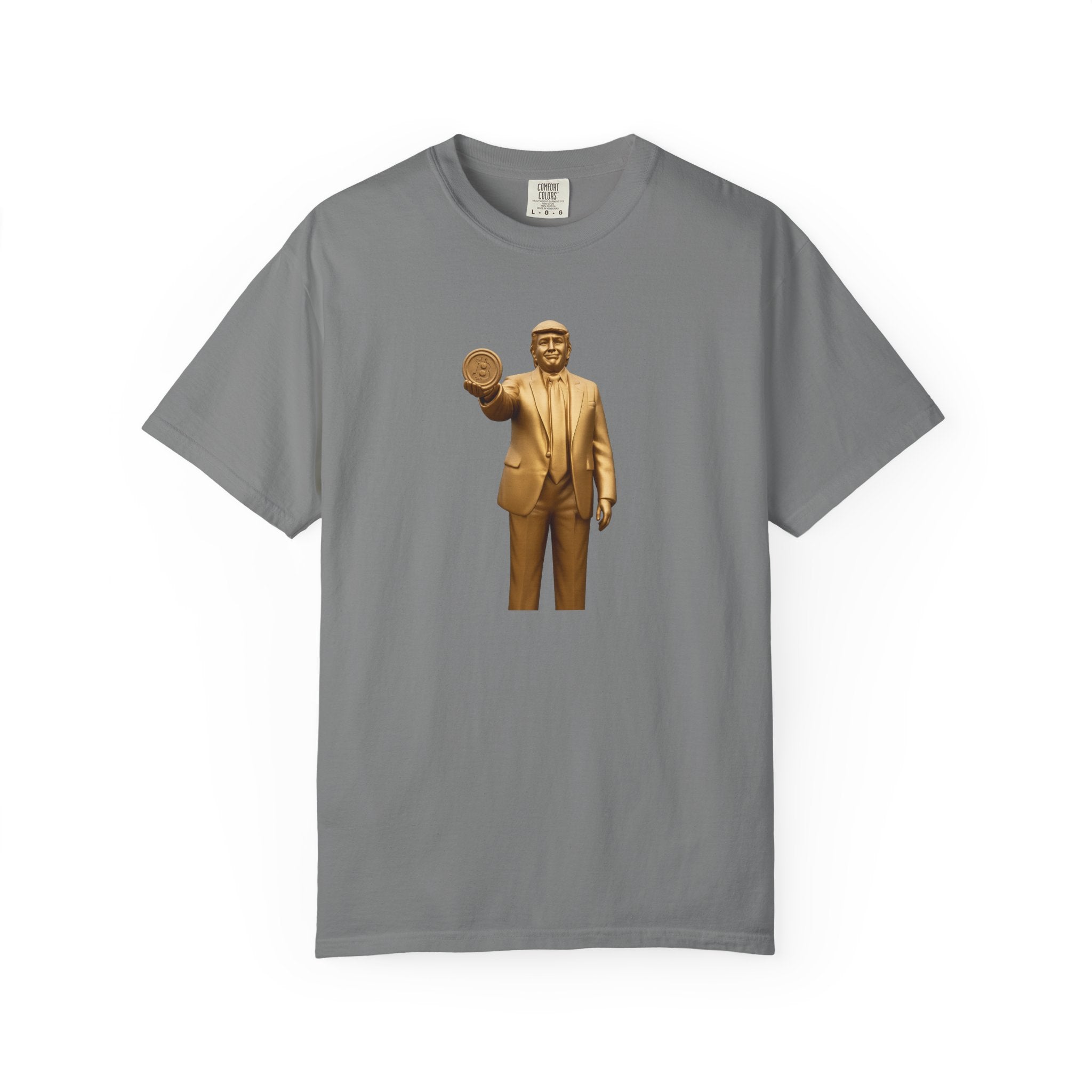 Golden Trump Bitcoin Statue TShirt Political Crypto Graphic Tee Bold Pro-Trump Bitcoin Supporter Shirt 6 colors 100% cotton