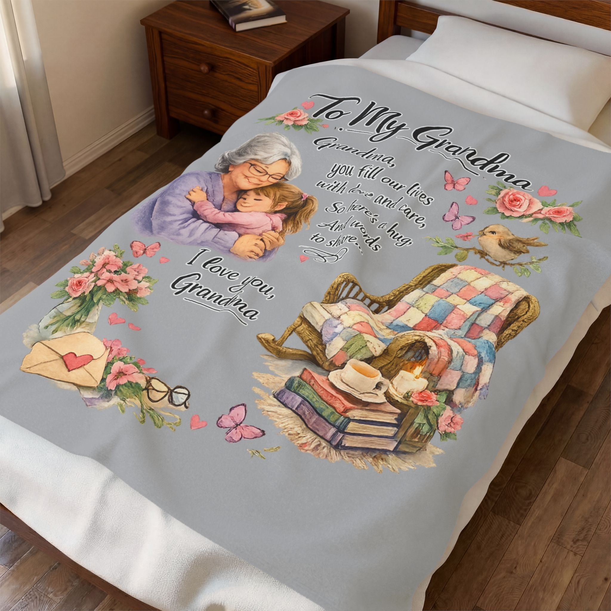 Wrap Grandma in Love Literally Grandma Blanket Throw Cozy Gift from Grandchild Grandma Birthday 50" x 60"