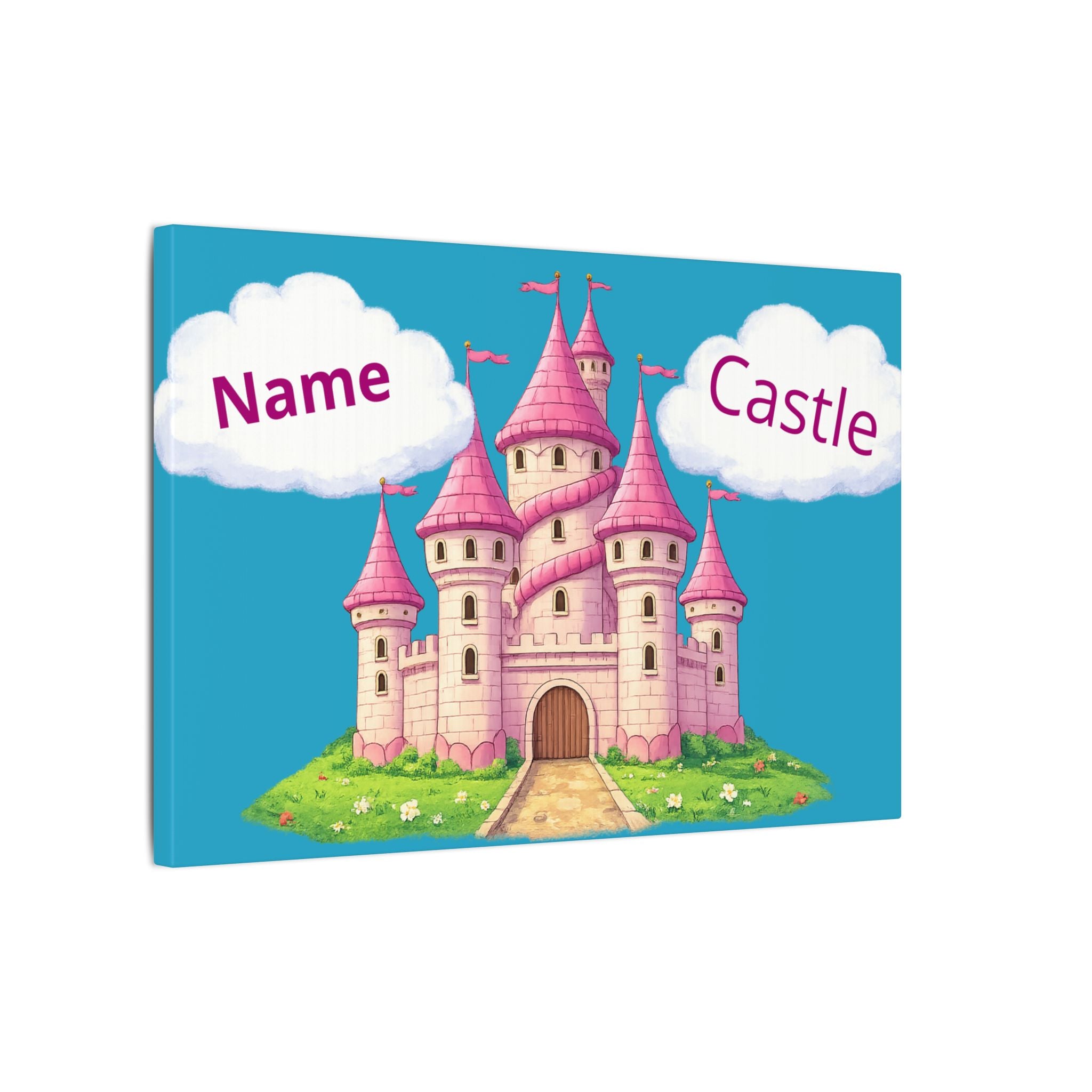 Personalized Princess Castle Canvas Custom Girls Name Wall Art Pink Fairytale Castle Decor Kids Princess Room Art Girl Nursery Gift