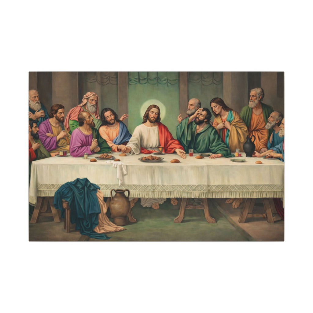 Last Supper Canvas Wall Art Christian Wall Decor Jesus & Apostles Religious Painting Biblical Artwork Church Home Decor 24" x 16"