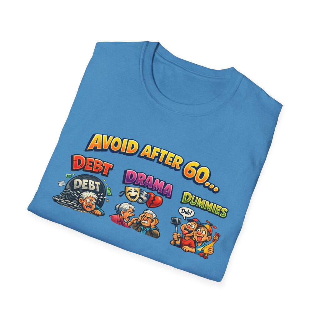 Avoid After 60 Funny T-Shirt Birthday Gift for Men & Women Over 60 Sarcastic Aging Tee 8 colors 100% cotton