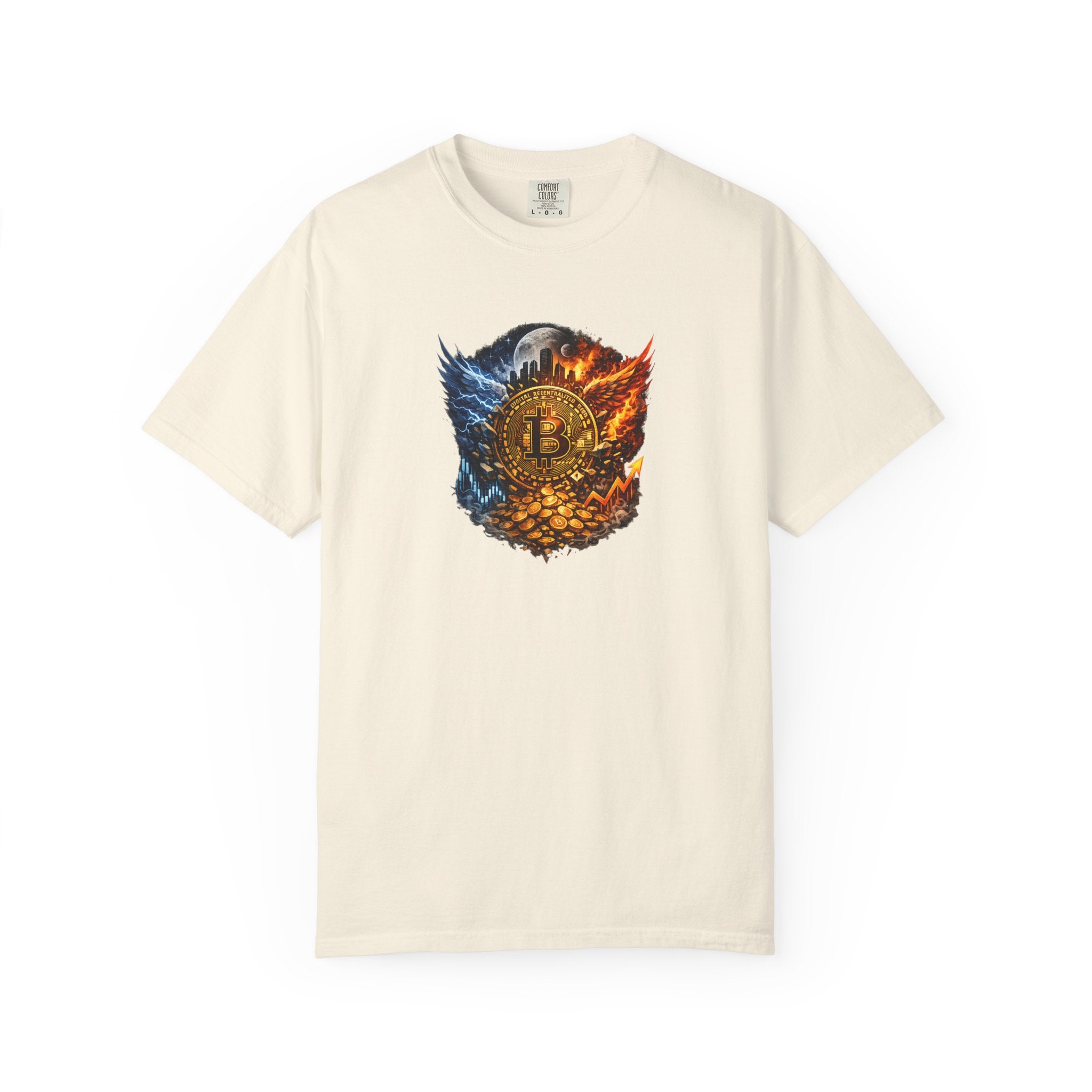 Bitcoin Fire & Ice Crest TShirt Crypto Nerd Shirt Bitcoin Streetwear Tee Gift for Crypto Investor 8 colors 100% cotton