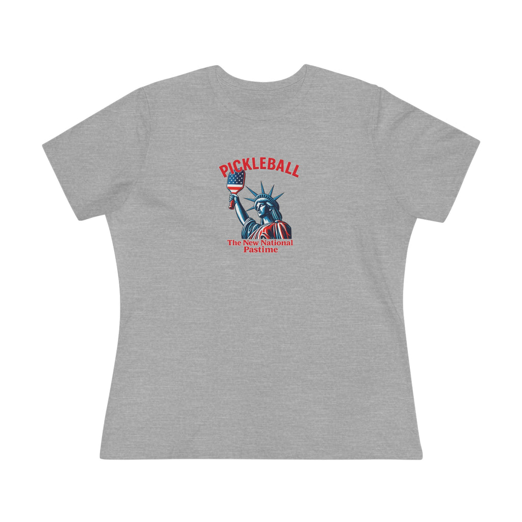 Statue of Liberty Pickleball The New National Pastime Tee Women's Patriotic Pickleball Shirt Pickleball Gift 5 colors 100% cotton
