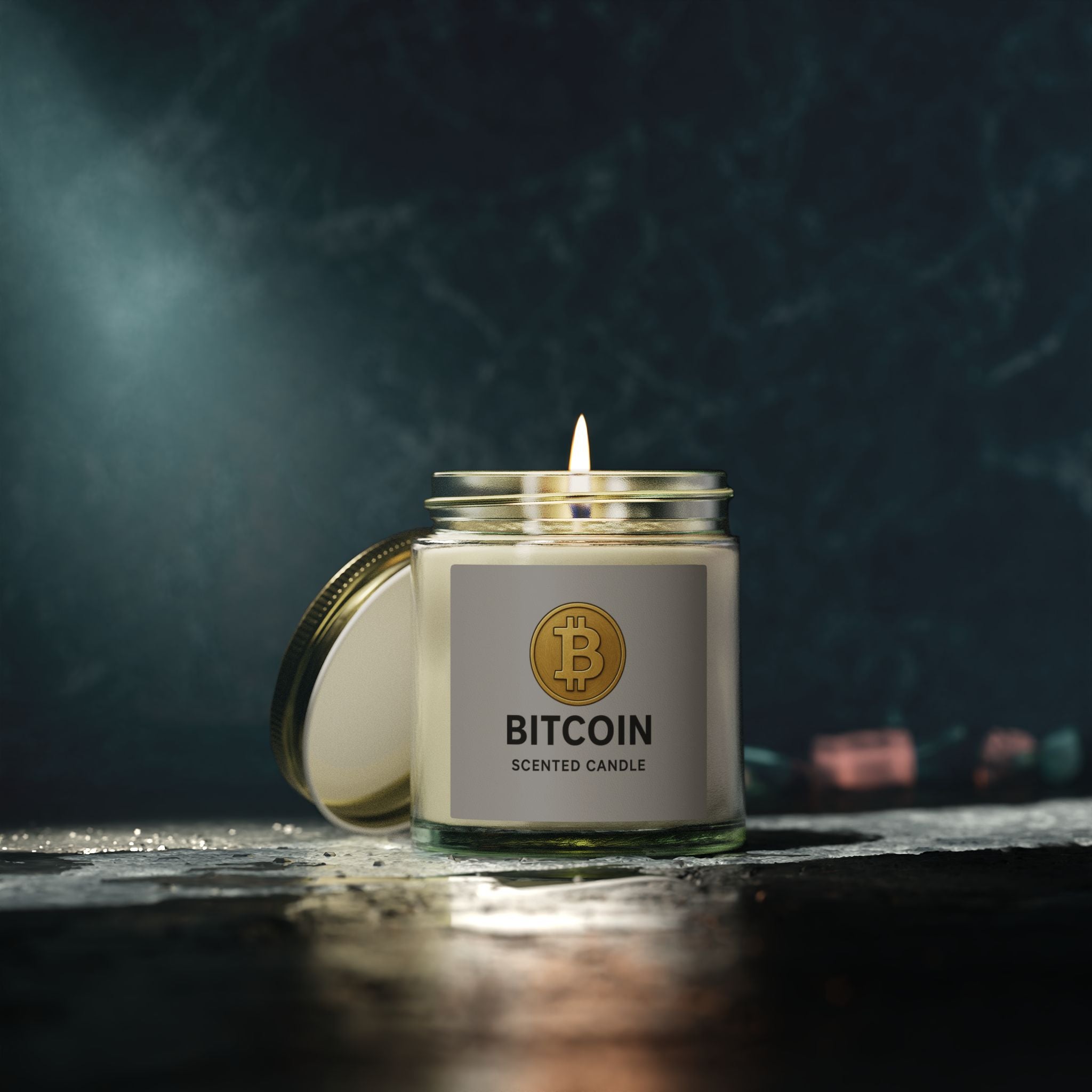 Bitcoin Logo Coconut-Apricot Wax Candle 4 oz & 9 oz sizes 8 fragrances available
