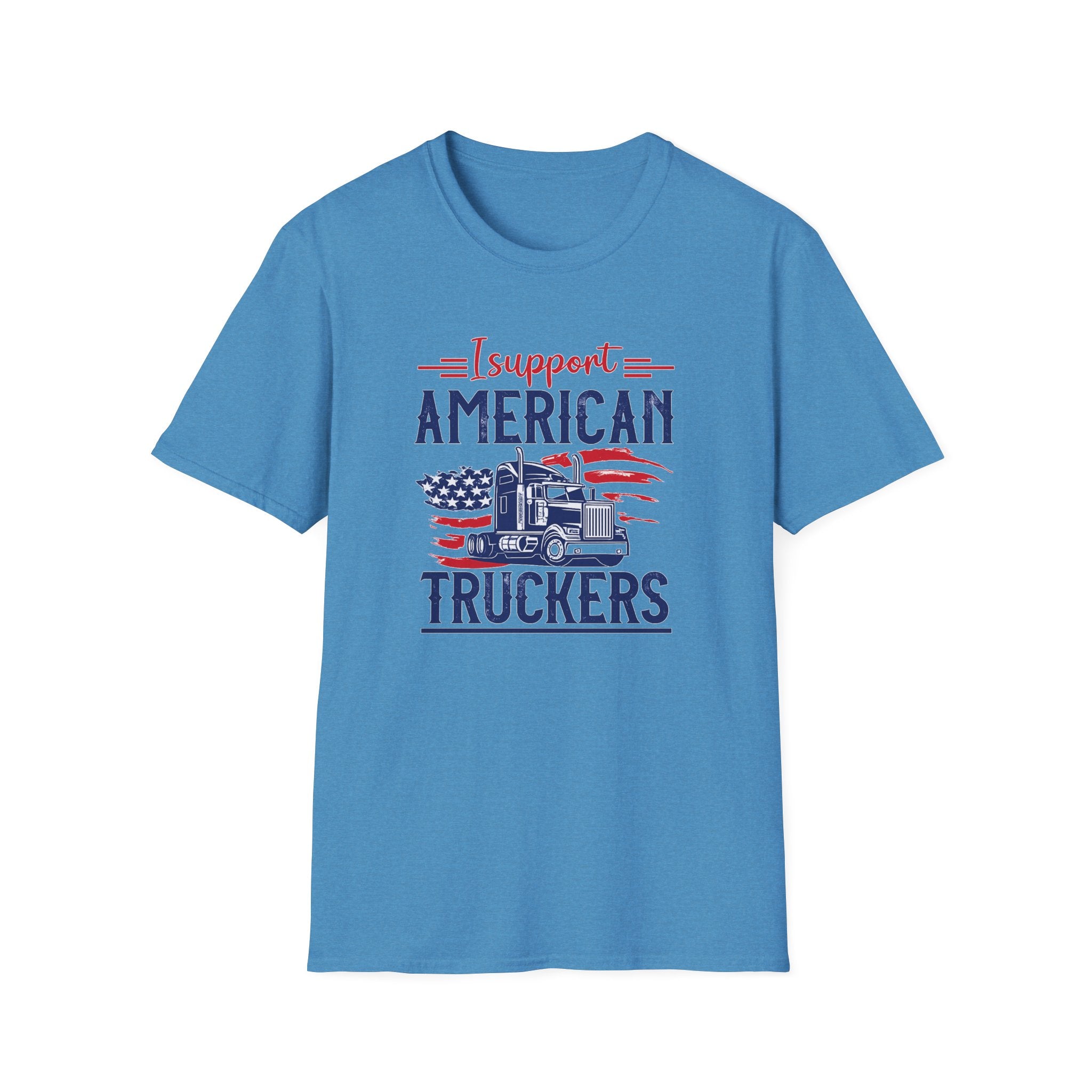 Sats and Stripes I Support American Truckers Shirt Blue