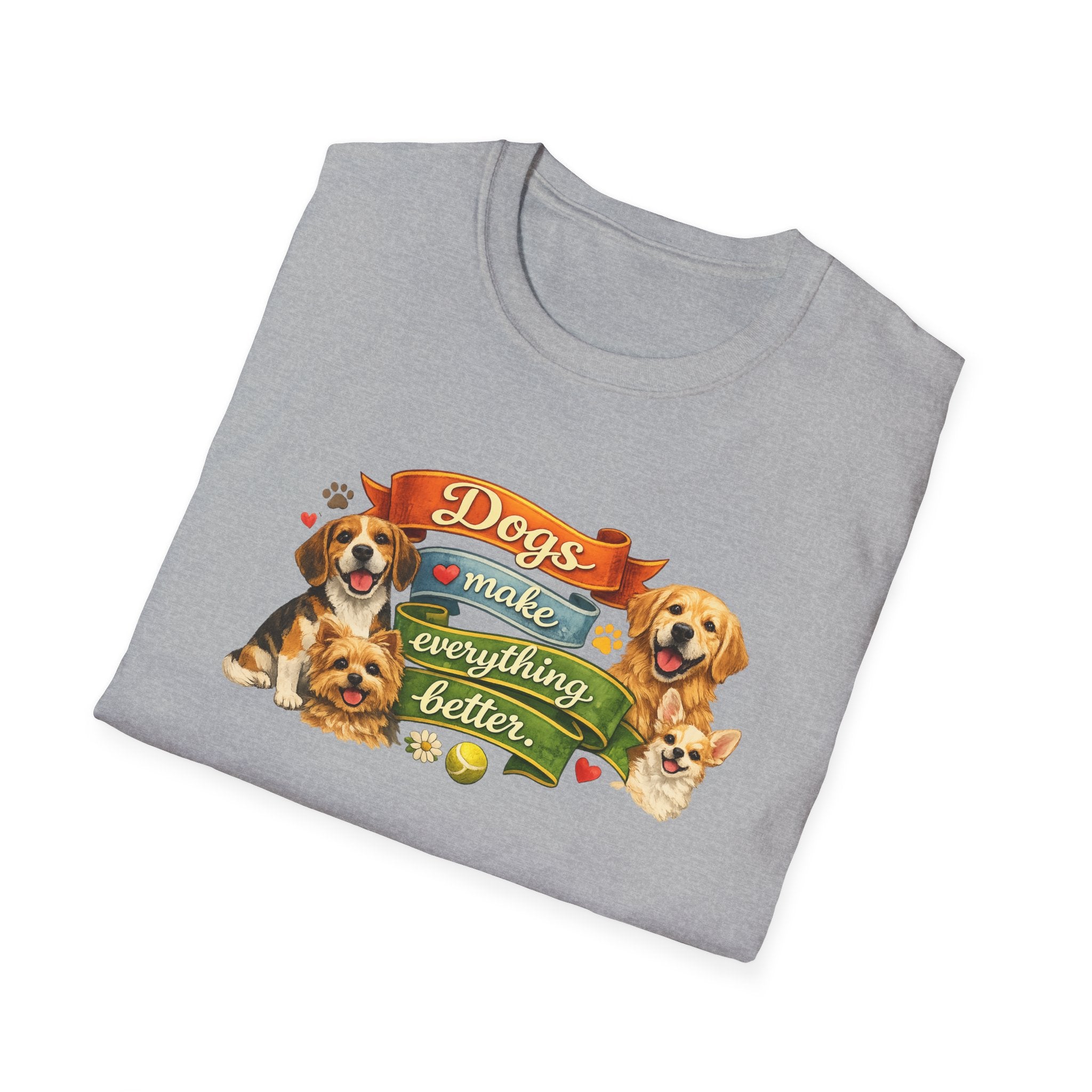 Dogs Make Everything Better T-Shirt Dog Lover Shirt for Women Gift for Dog Owners Pet Lover Graphic Tee 6 colors 100% cotton