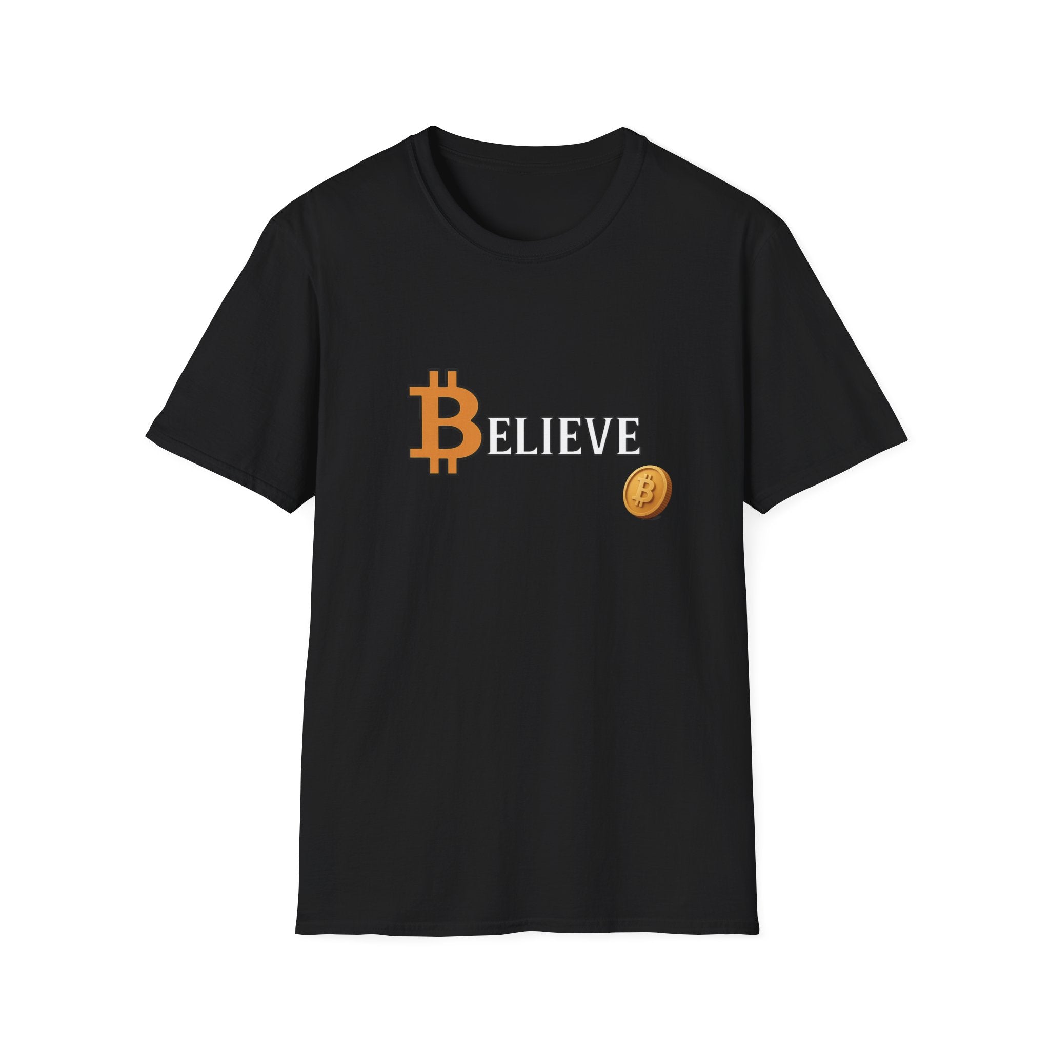 Bitcoin Believe T-Shirt Tee Power in jedem Faden 4 Farben 100% Baumwolle