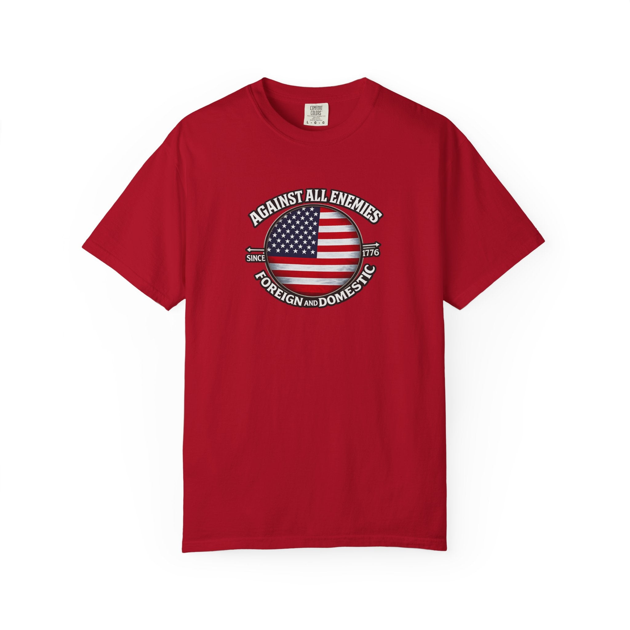 Against All Enemies Hemd Patriotisches Amerikanische Flagge T-Shirt 1776 USA Shirt Militär Veteran Patriot Geschenk 6 Farben 100% Baumwolle