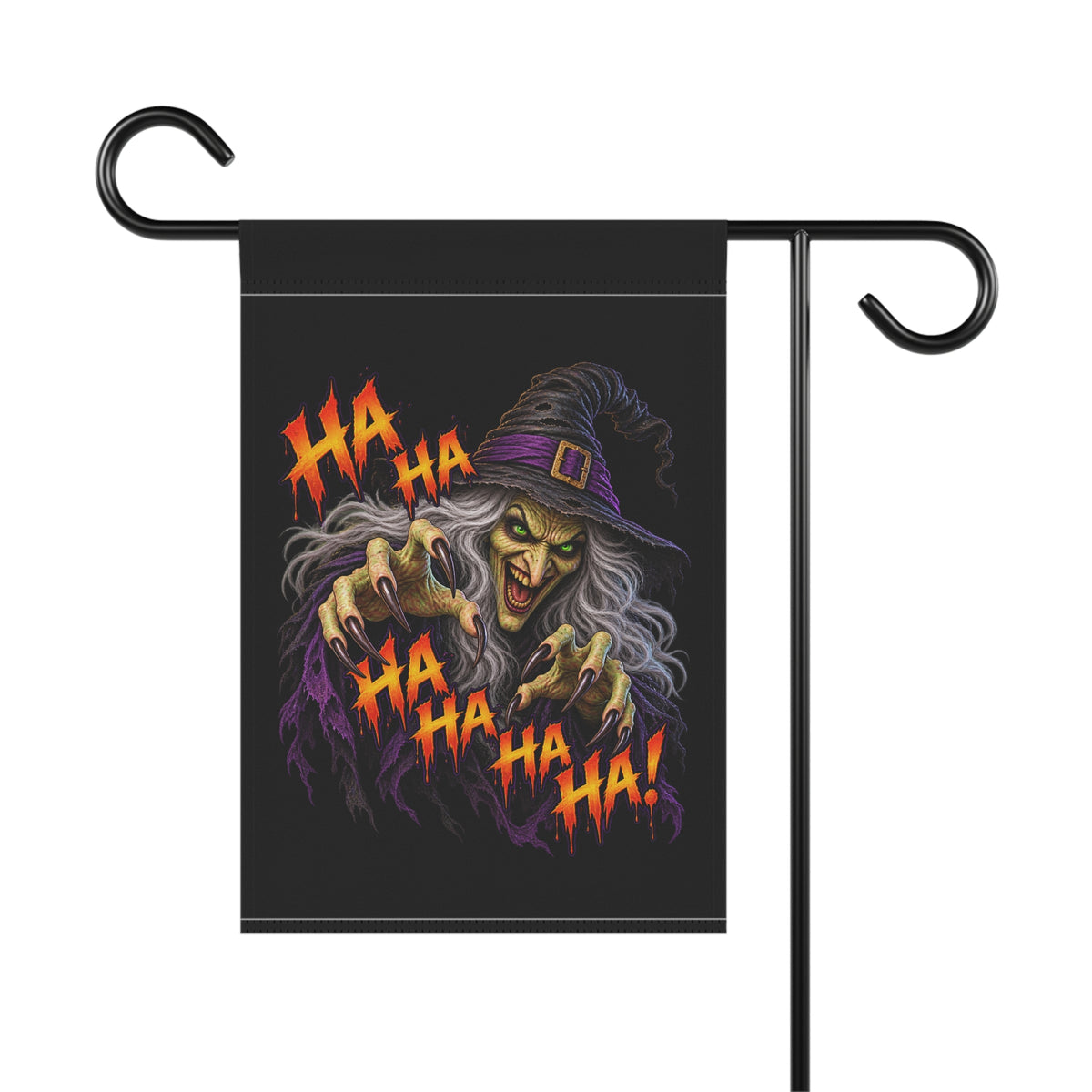 Satsatripes.com Scary Witch Halloween 12 x 18 Garden Flag Evil Laugh “Ha Ha Ha” Double-Sided Yard Decor