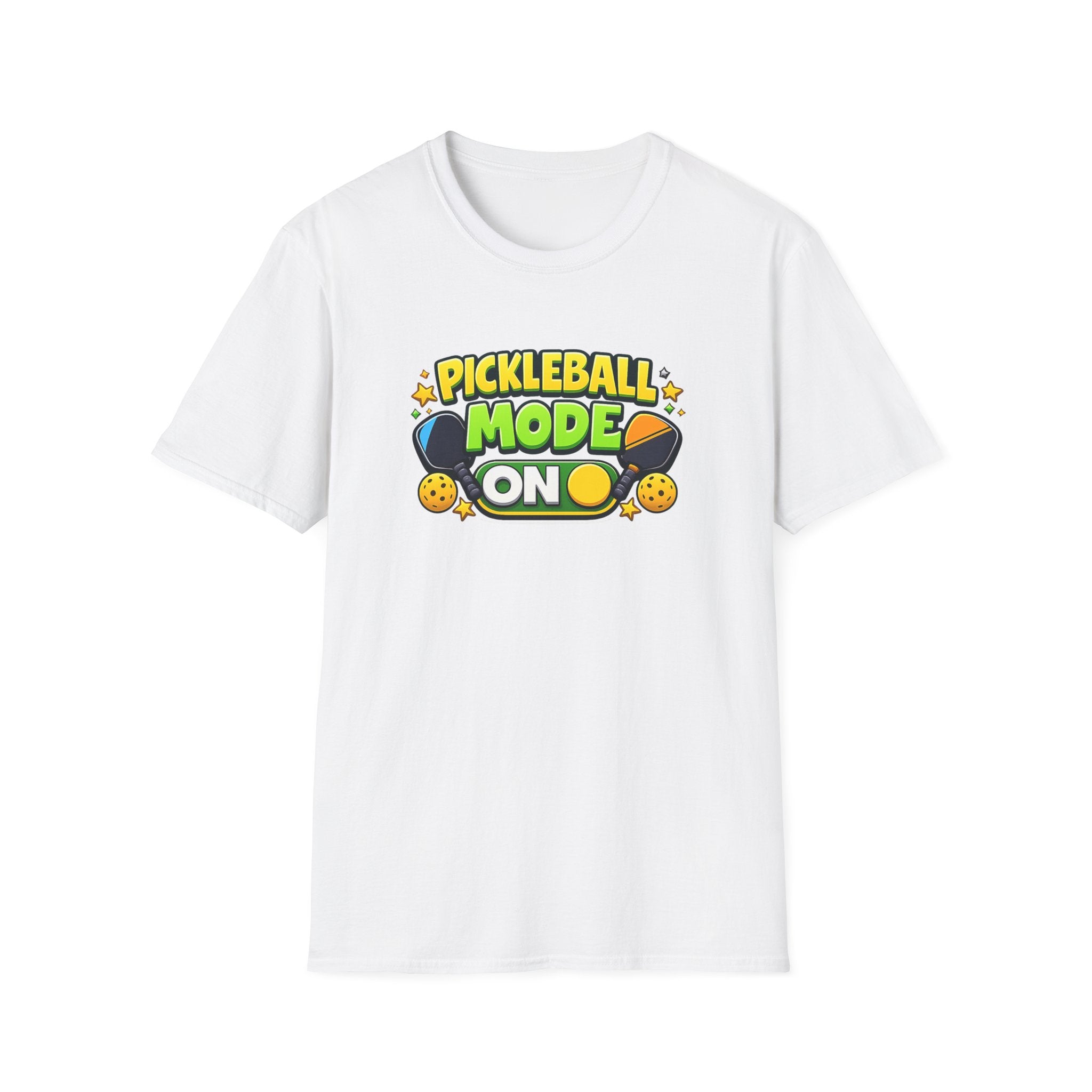 Sats and Stripes Pickleball Mode ON T-Shirt - Funny Pickleball Shirt White