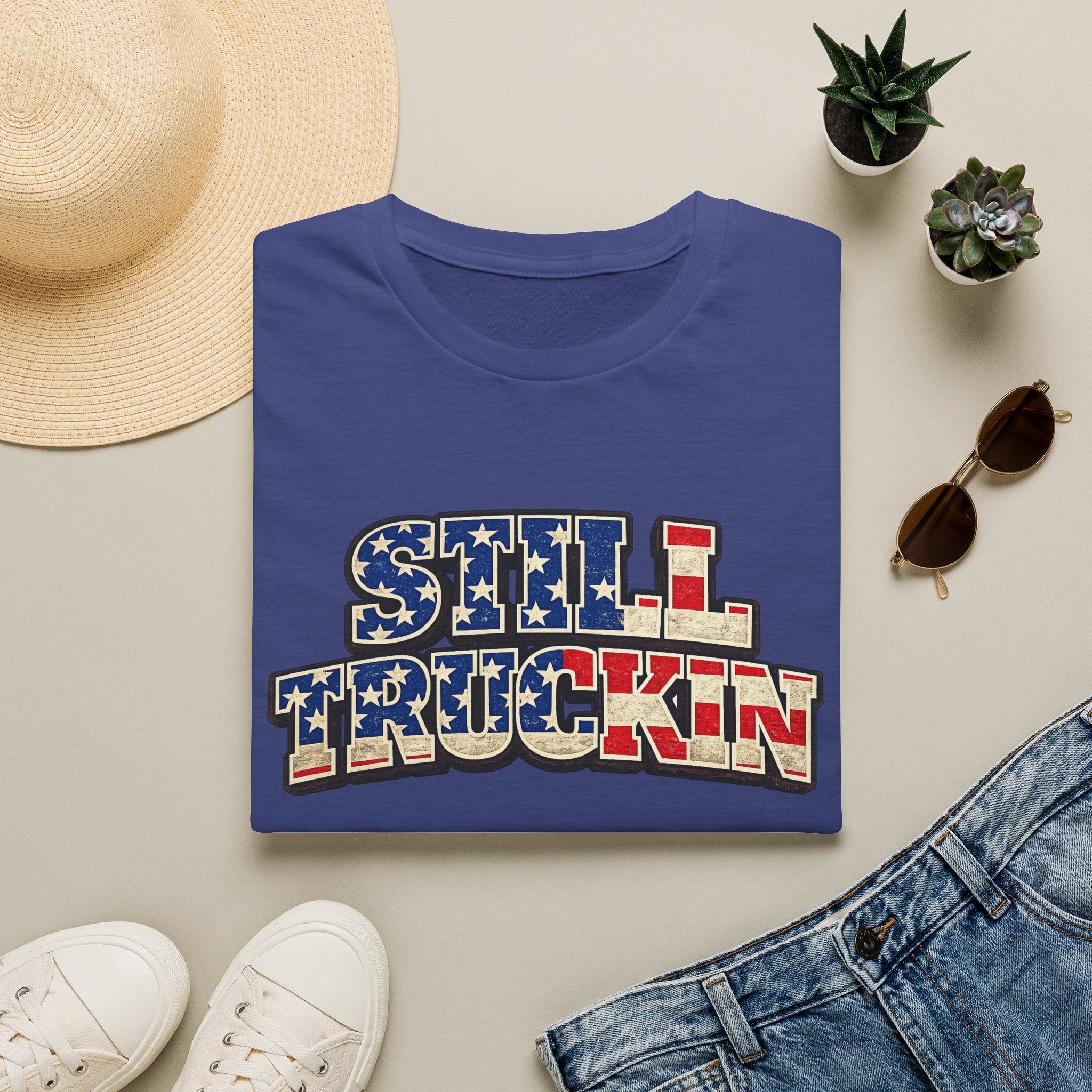 Still Truckin T-Shirt Patriotic Trucker Shirt American Flag Truck Tee Truck Driver Gift 6 colors 100% cotton
