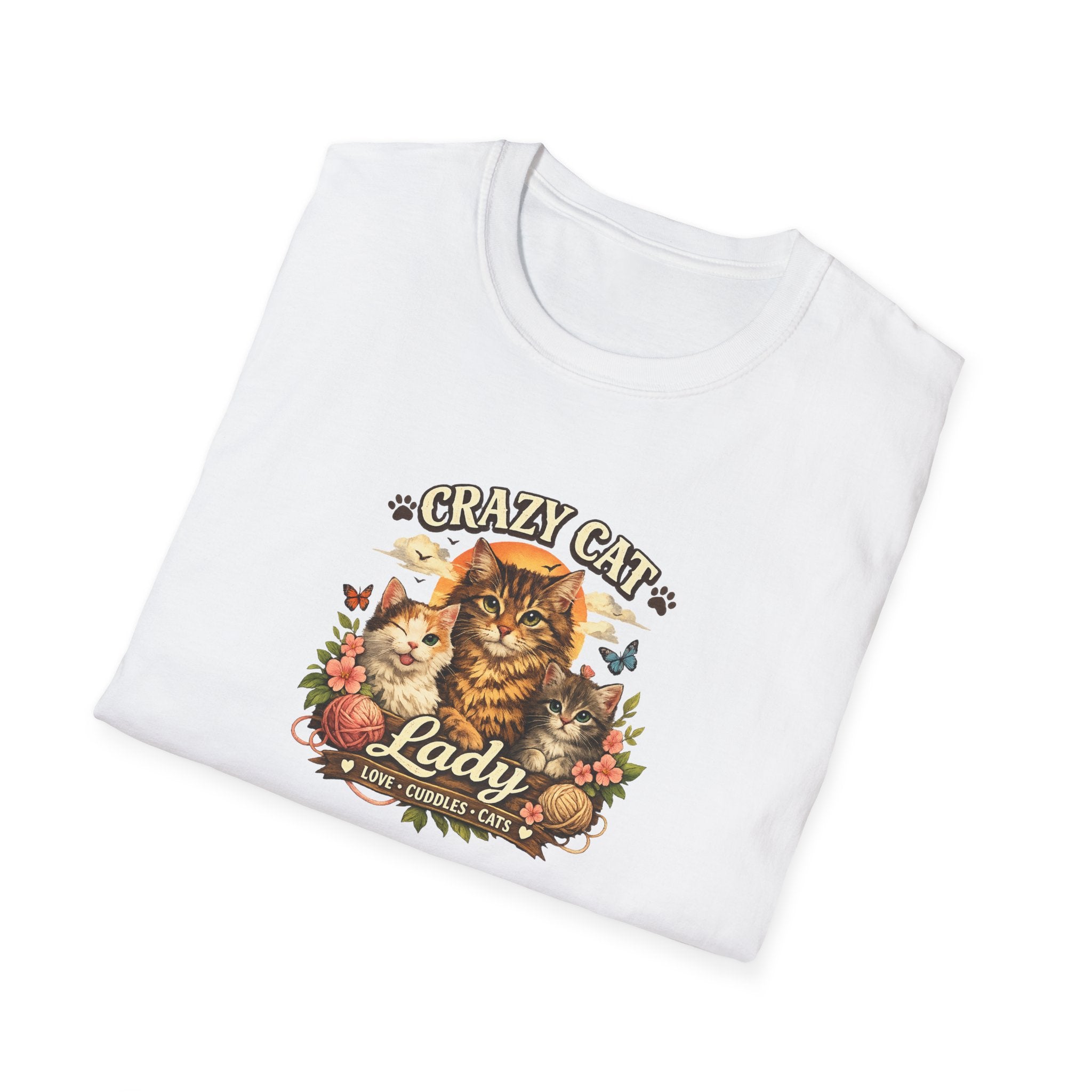 Crazy Cat Lady T-Shirt Funny Cat Lover Shirt Cat Mom Tee Cute Cat Graphic Shirt Gift for Cat Lovers 7 colors 100% cotton