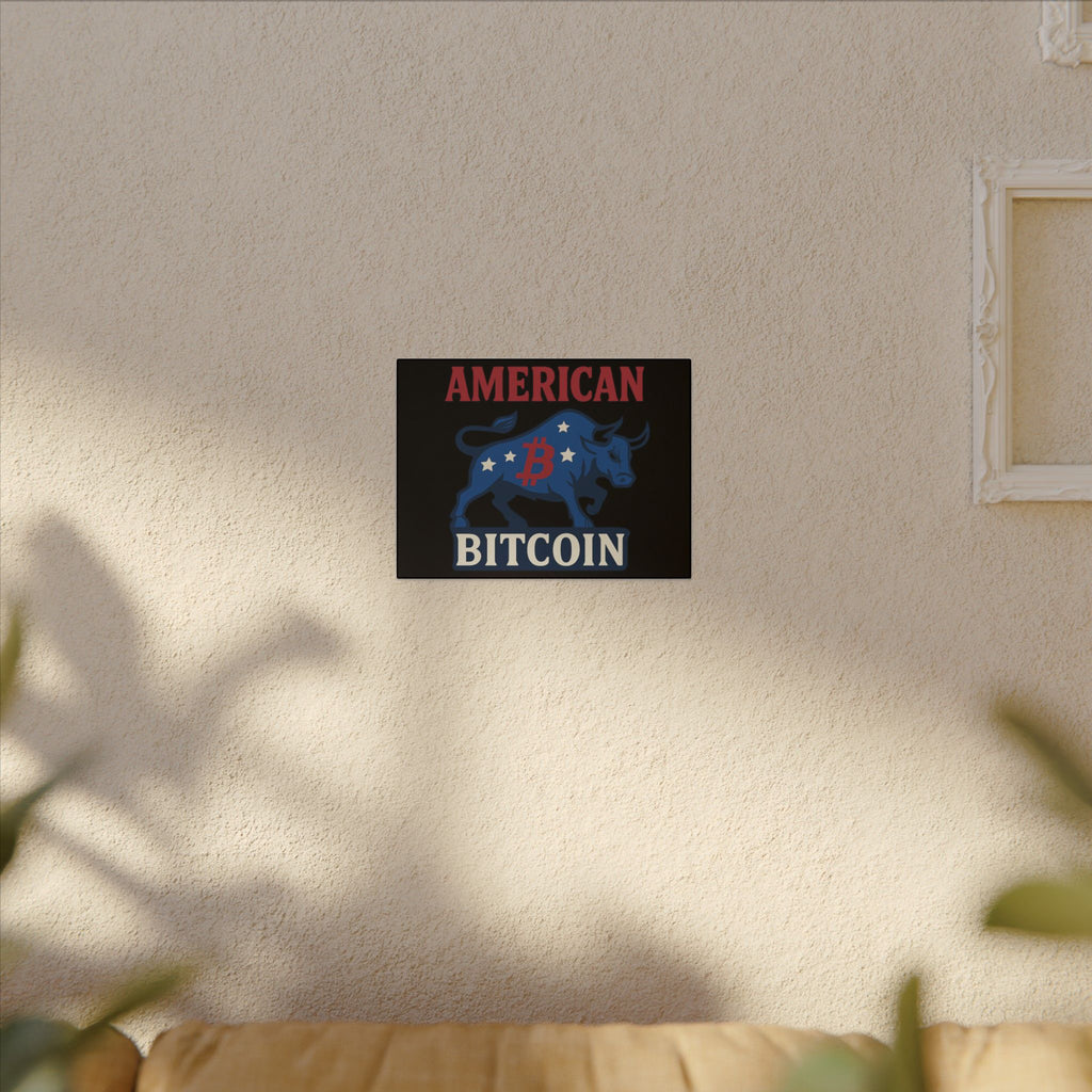 American Bitcoin Bull Canvas Wall Art Crypto Podcaster Studio Decor Patriotic Bitcoin Artwork 2 sizes