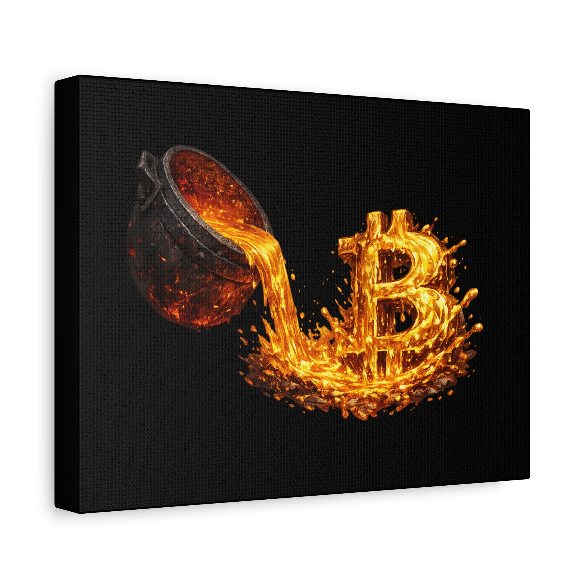 Molten Bitcoin Pour Canvas Bitcoin Wall Art 12 x 9