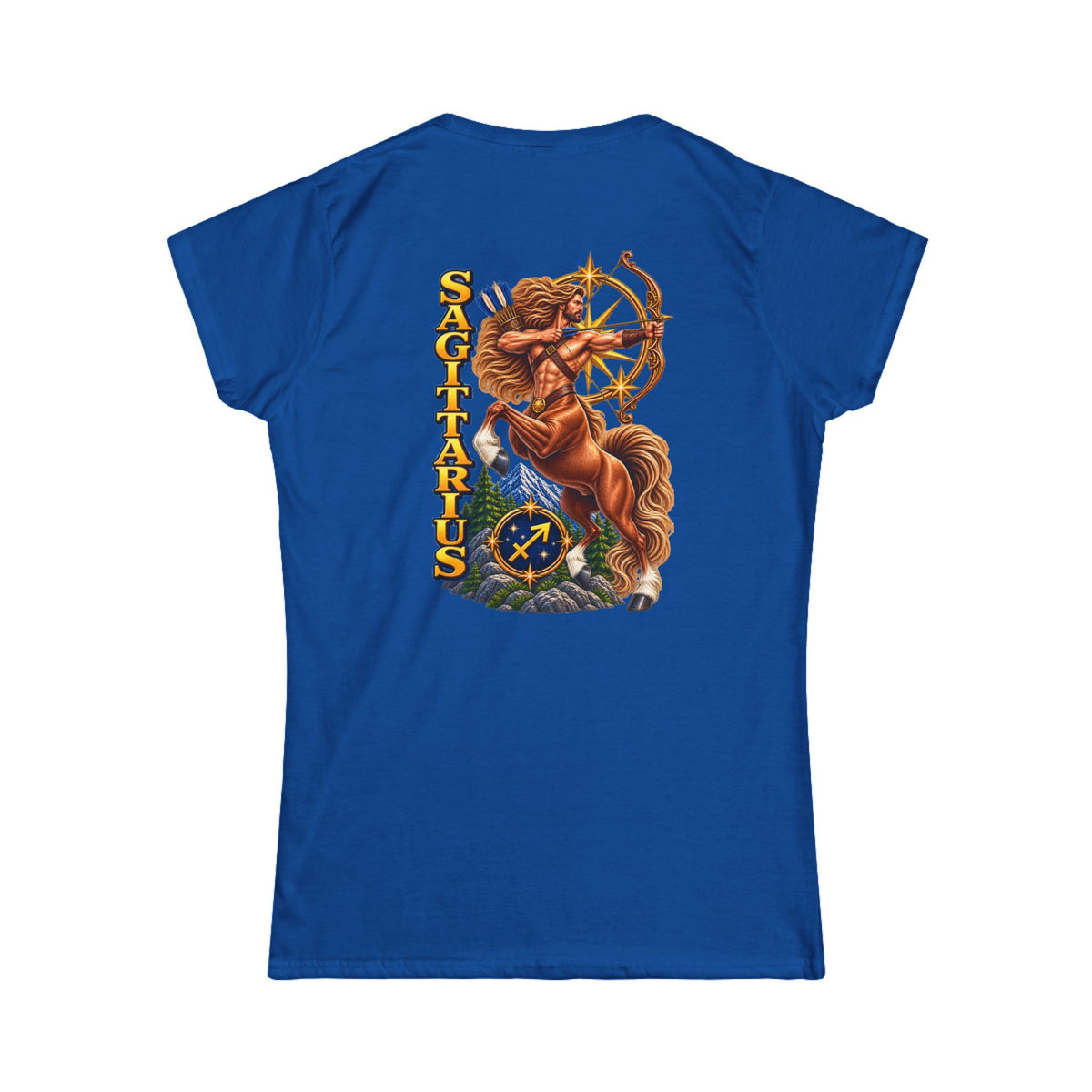 SatsandStripes.com Sagittarius Zodiac Women's T-Shirt – Bold Archer Centaur Astrology Tee Nov 22–Dec 21 - Royal Blue