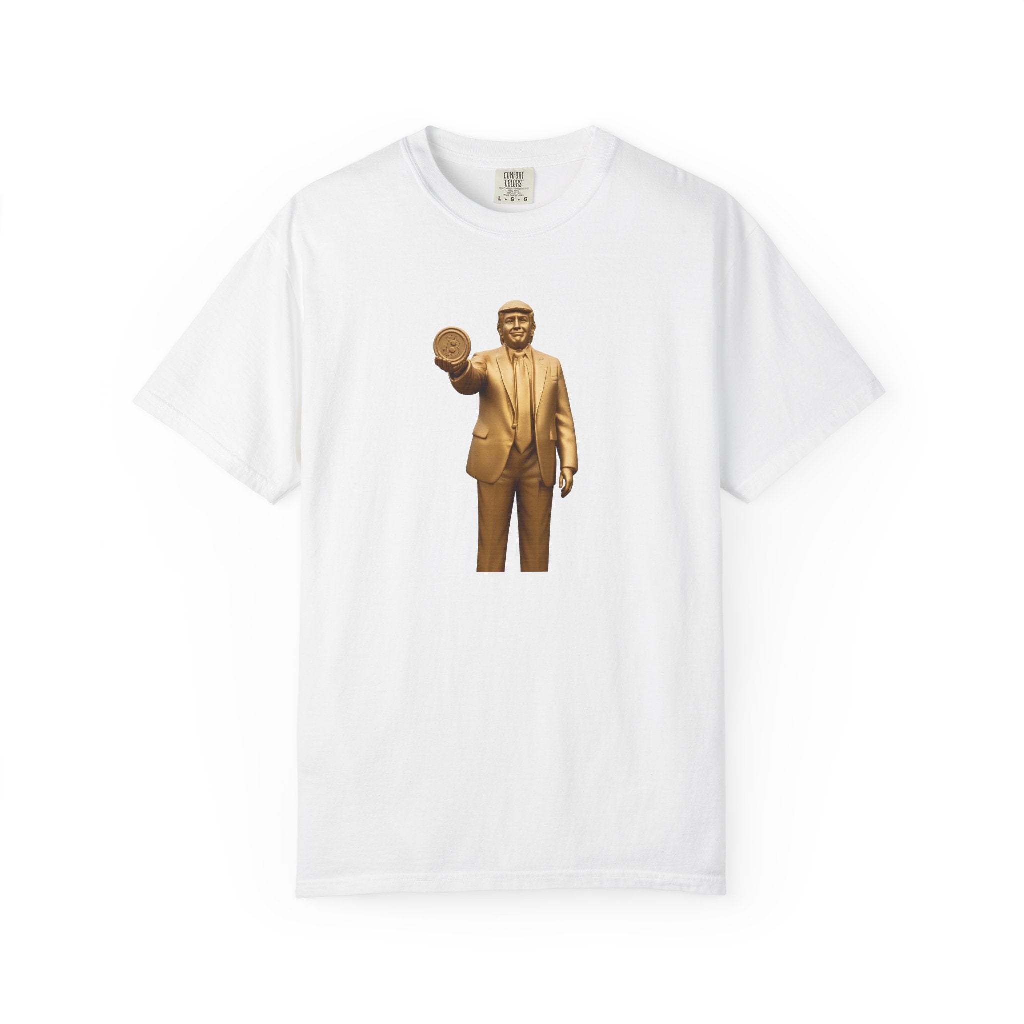 Golden Trump Bitcoin Statue TShirt Political Crypto Graphic Tee Bold Pro-Trump Bitcoin Supporter Shirt 6 colors 100% cotton