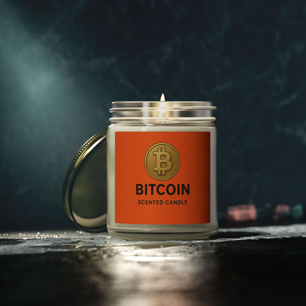 Bitcoin Logo Coconut-Apricot Wax Candle 4 oz & 9 oz sizes 8 fragrances available
