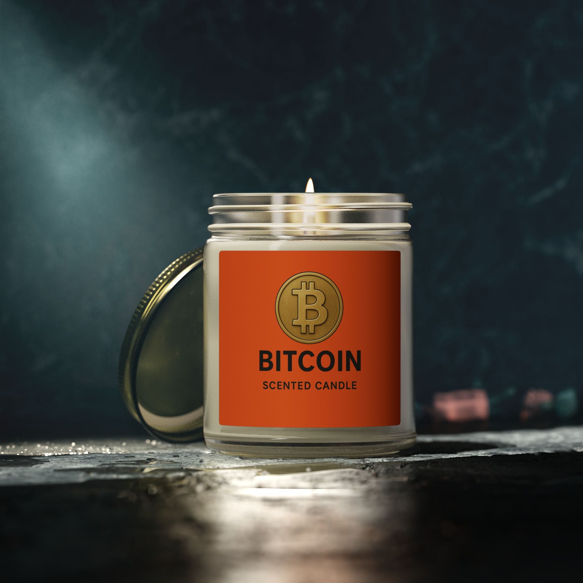 Bitcoin Logo Coconut-Apricot Wax Candle 4 oz & 9 oz sizes 8 fragrances available