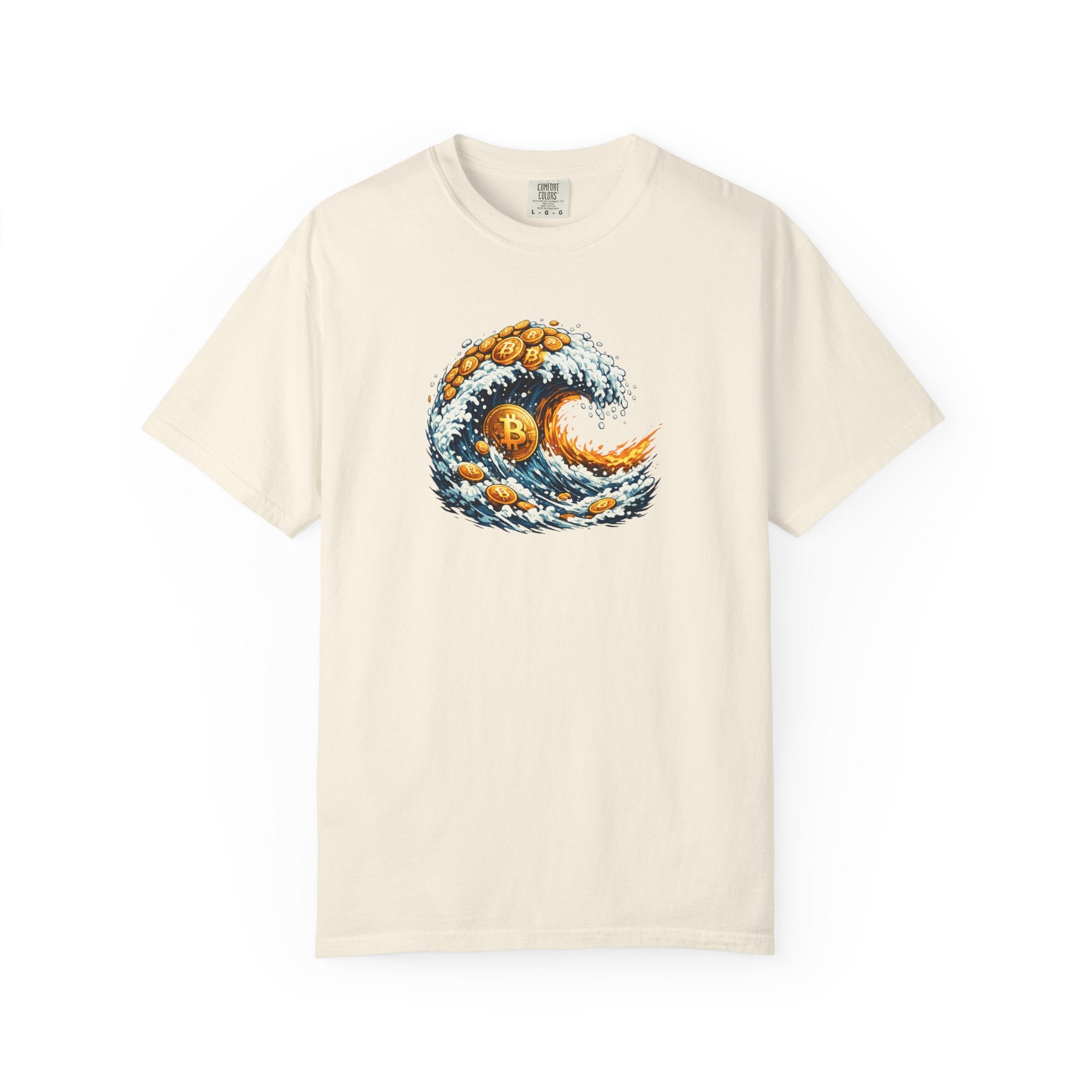 Bitcoin Tidal Wave T-Shirt Futuristic Crypto Graphic Tee Bitcoin Art Shirt Crypto Gift for Him 12 colors 100% cotton