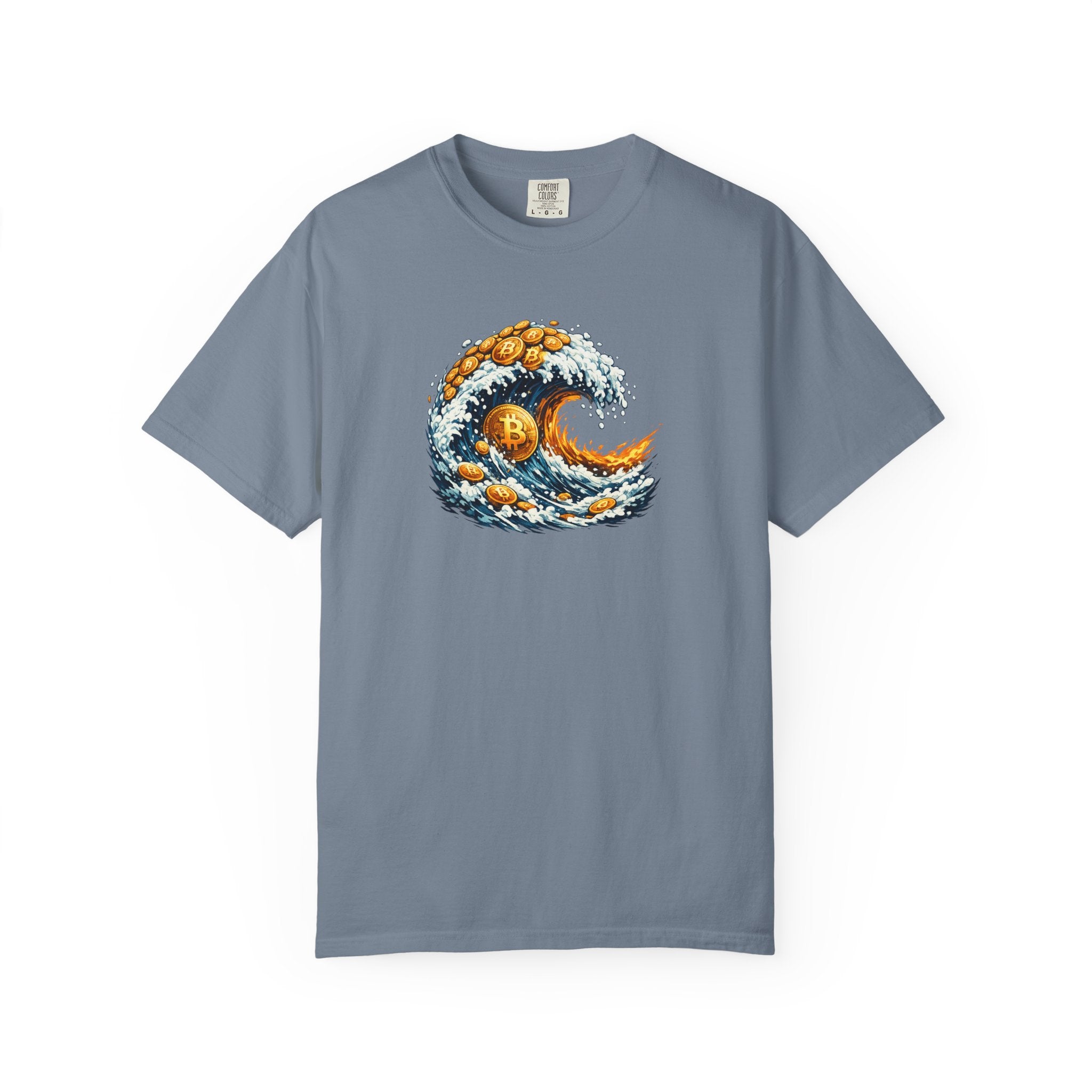 Bitcoin Tidal Wave T-Shirt Futuristic Crypto Graphic Tee Bitcoin Art Shirt Crypto Gift for Him 12 colors 100% cotton