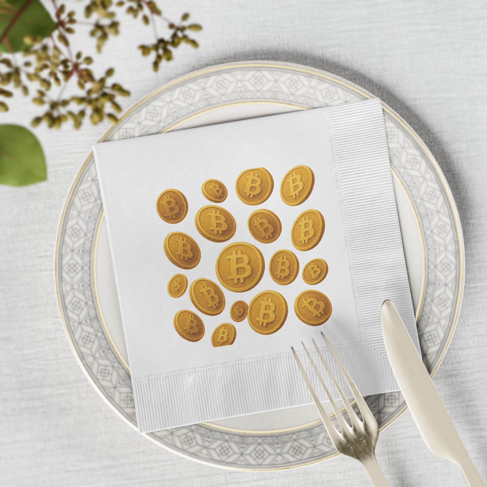 Floating Bitcoin Party Napkins Crypto Napkins Bitcoin Decor Crypto Party Supplies Crypto Tableware (50 or 100 Count) 2 sizes