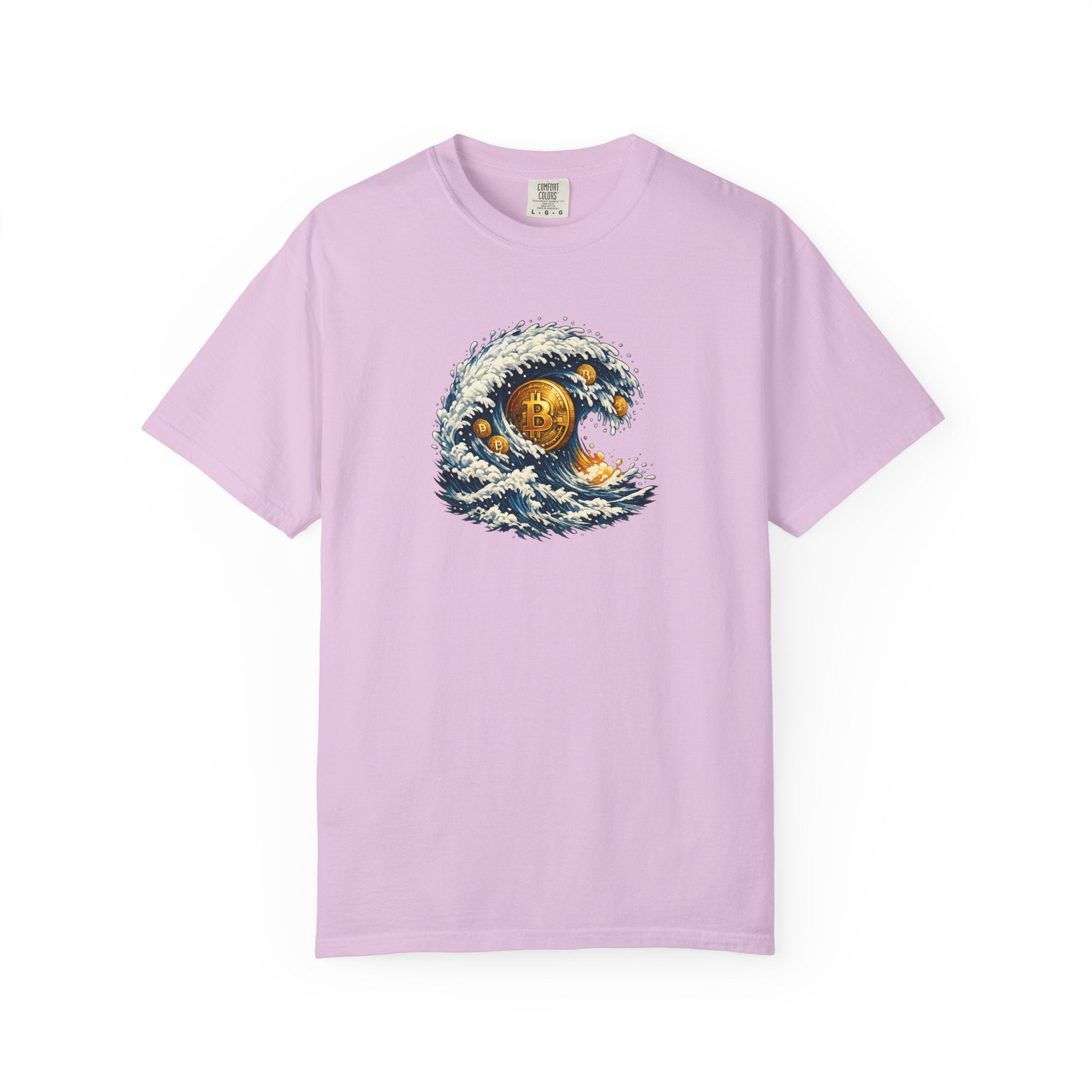 Bitcoin Tidal Wave T-Shirt Futuristic Crypto Graphic Tee Bitcoin Art Shirt Crypto Gift 12 colors 100% cotton