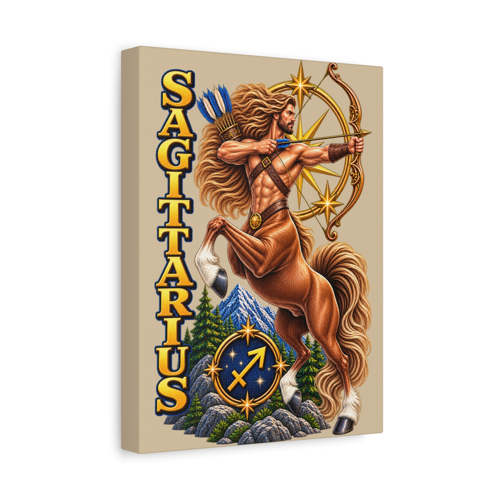 SatsandStripes.com Sagittarius Zodiac Canvas Wall Art – 9" x 12" Centaur Archer Astrology Décor & Birthday Gift