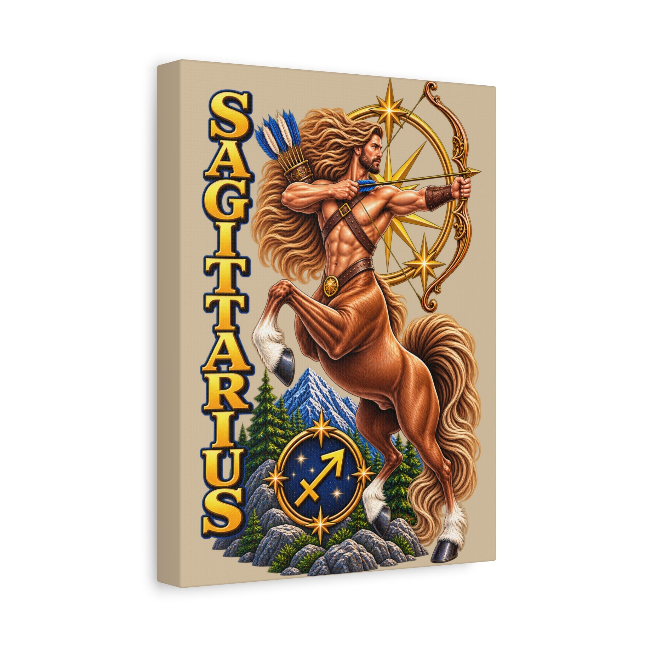 SatsandStripes.com Sagittarius Zodiac Canvas Wall Art – 9" x 12" Centaur Archer Astrology Décor & Birthday Gift