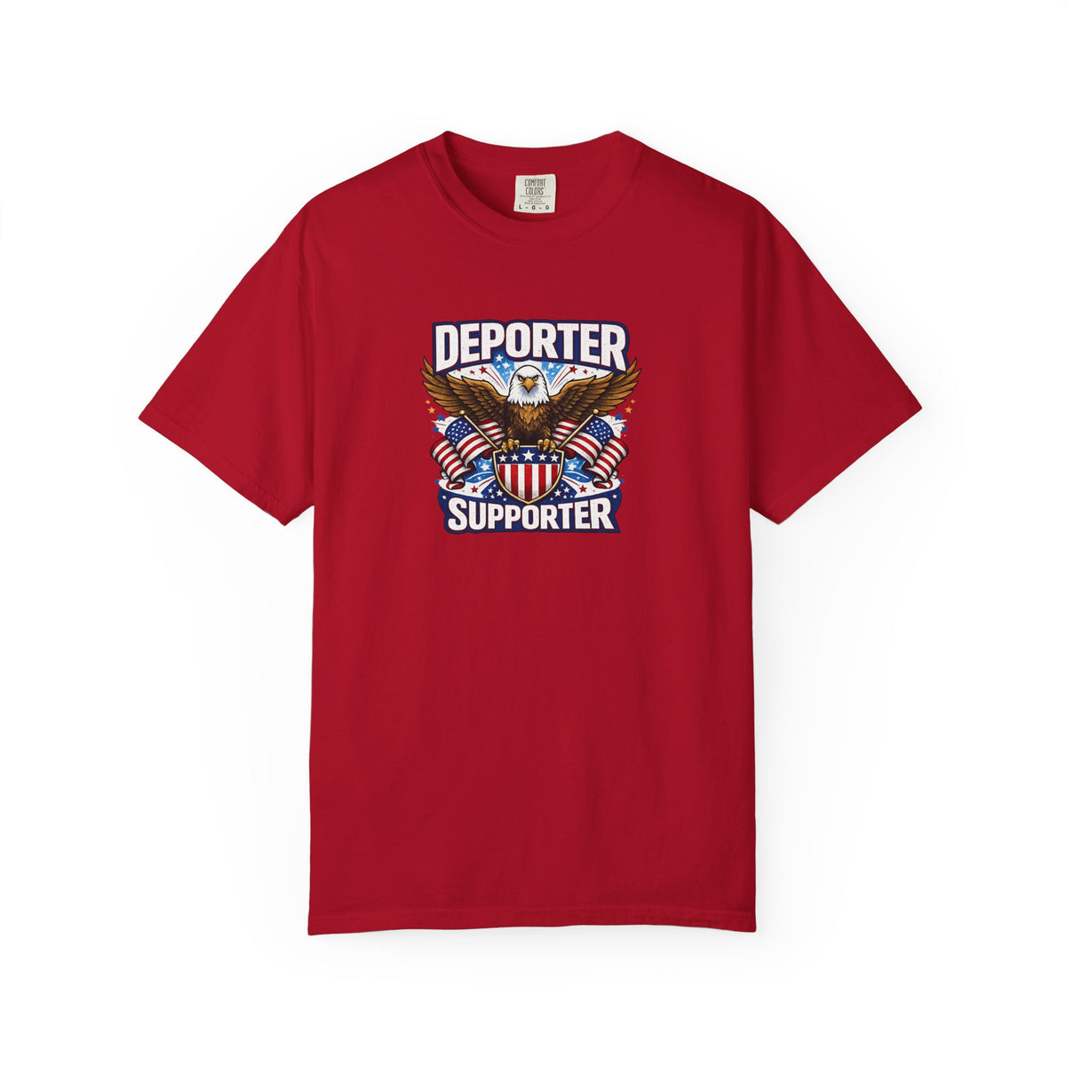 SatsandStripes.com Deporter Supporter Patriotic T-Shirt America First Eagle Tee Pro Border Apparel Gift for Patriots Red