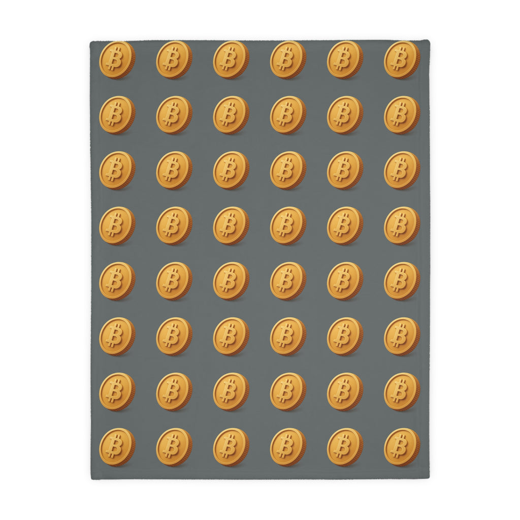 Bitcoin Pattern Velveteen Throw Blanket Crypto Lover Gift Soft Cozy BTC Decor 2 sizes