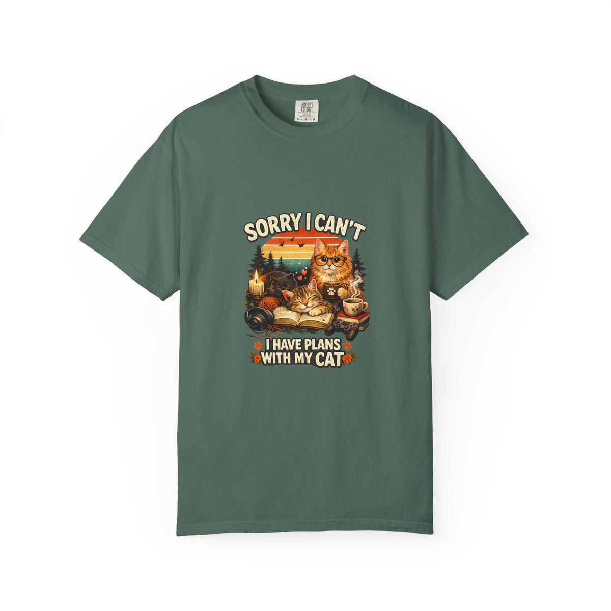 SatsandStripes.com Sorry I Can't I Have Plans With My Cat T-Shirt Funny Cat Lover Shirt Cat Mom Tee Gift for Cat Owners Blue Spruce