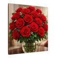 Red Roses Canvas Wall Art Romantic Rose Bouquet Print Floral Wall Decor Love Gift for Her Valentine Roses 16 x 16