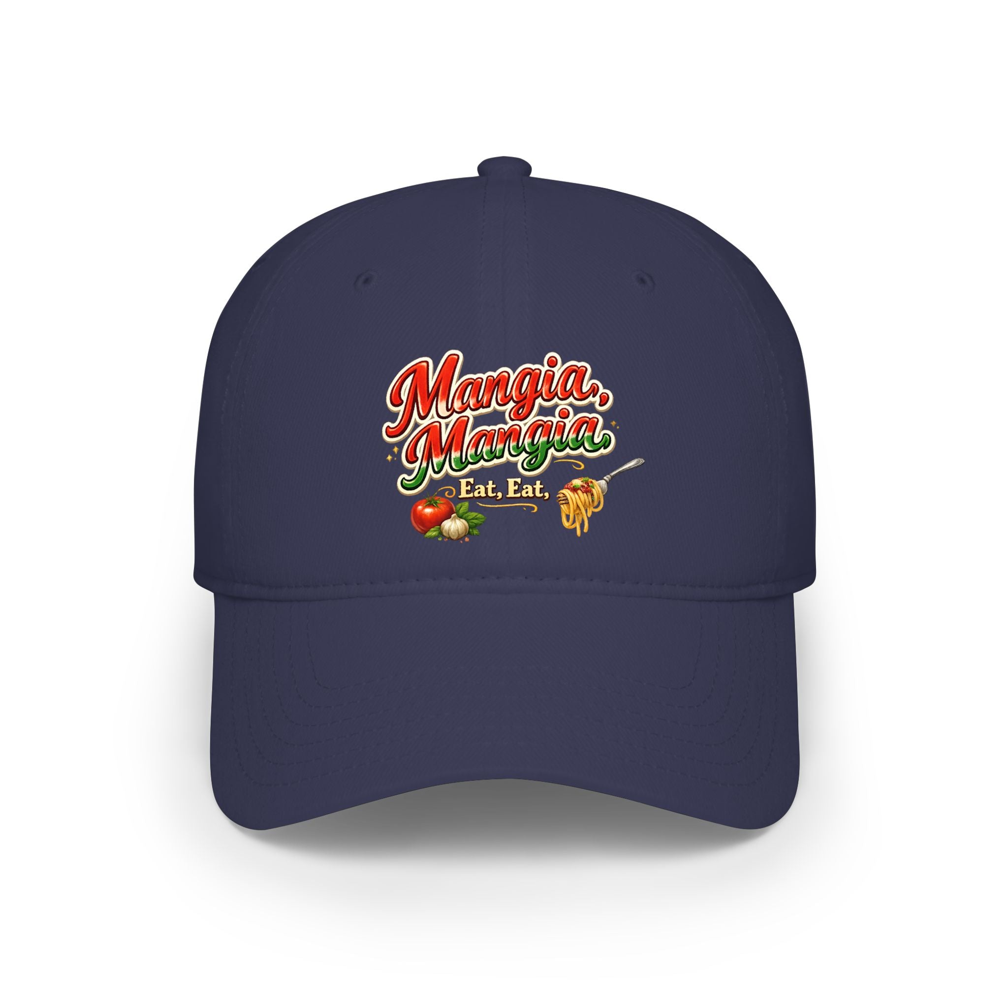 Mangia Mangia, Eat Eat Hat Italian Food Baseball Cap Funny Italian Gift Pasta Lover Foodie Hat 7 colors 100% cotton