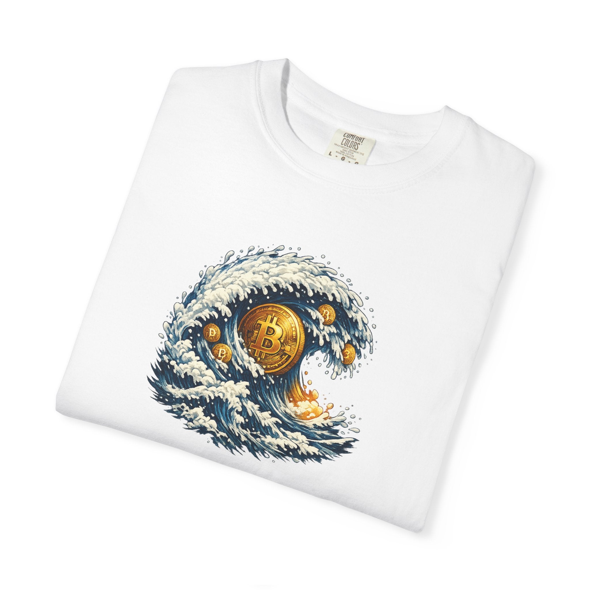Bitcoin Tidal Wave T-Shirt Futuristic Crypto Graphic Tee Bitcoin Art Shirt Crypto Gift 12 colors 100% cotton