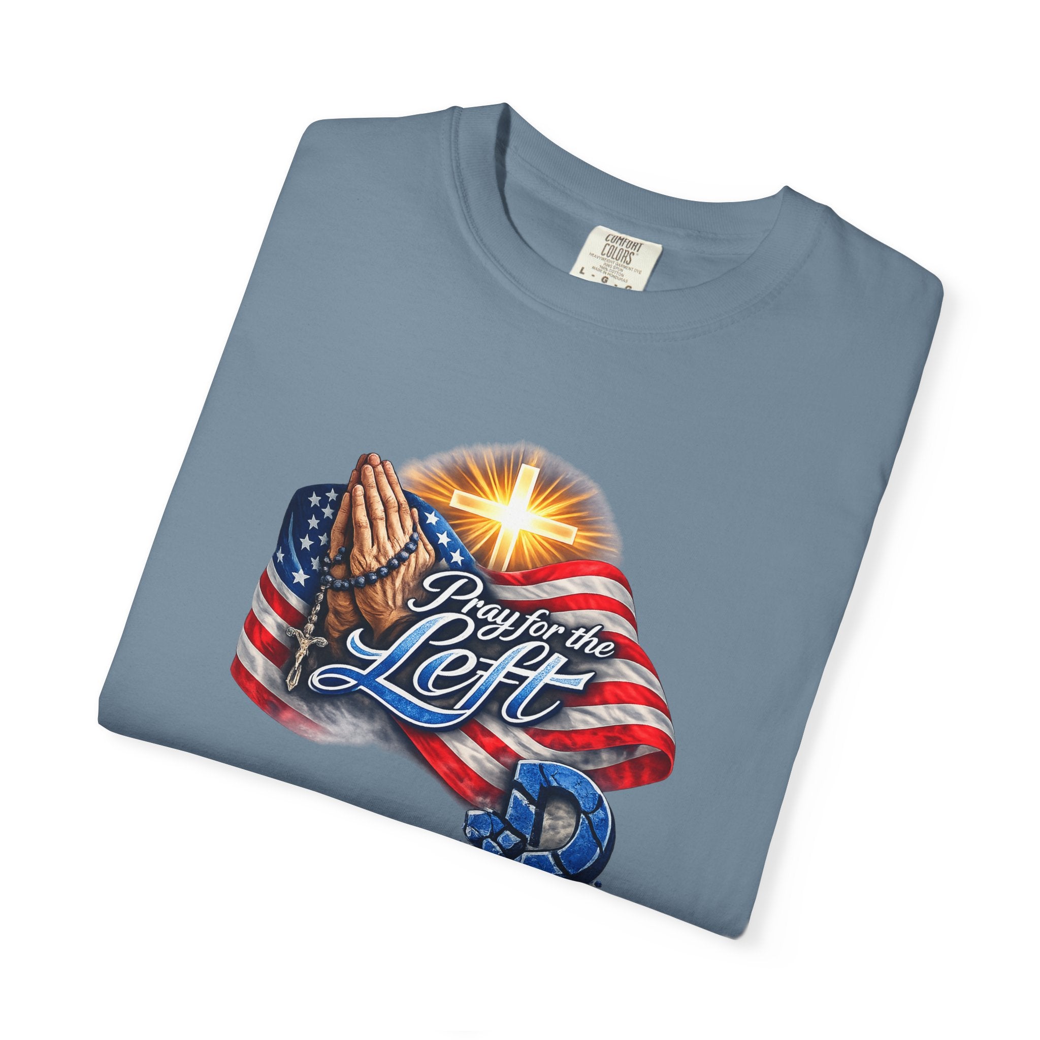 Pray for the Left Patriotic Christian TShirt Faith-Freedom Religious Flag Tee Inspirational Prayer Shirt 8 colors 100% cotton